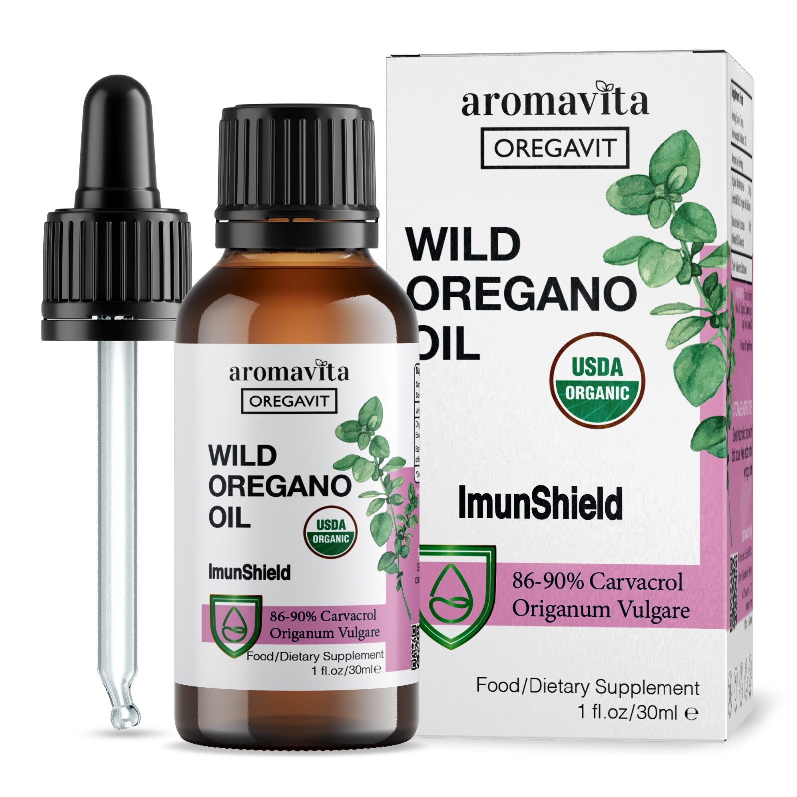 ImunShield Wild Greek Organic Oregano Oil Supplement – 86-90% Carvacrol