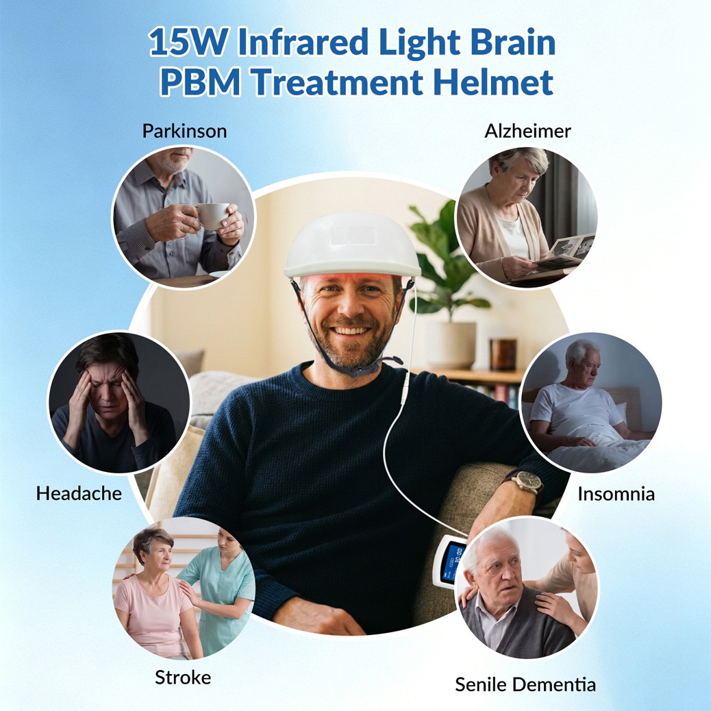 Photobiomodulation NIR Light Brain Therapy Helmet 810nm for Migraine Depression