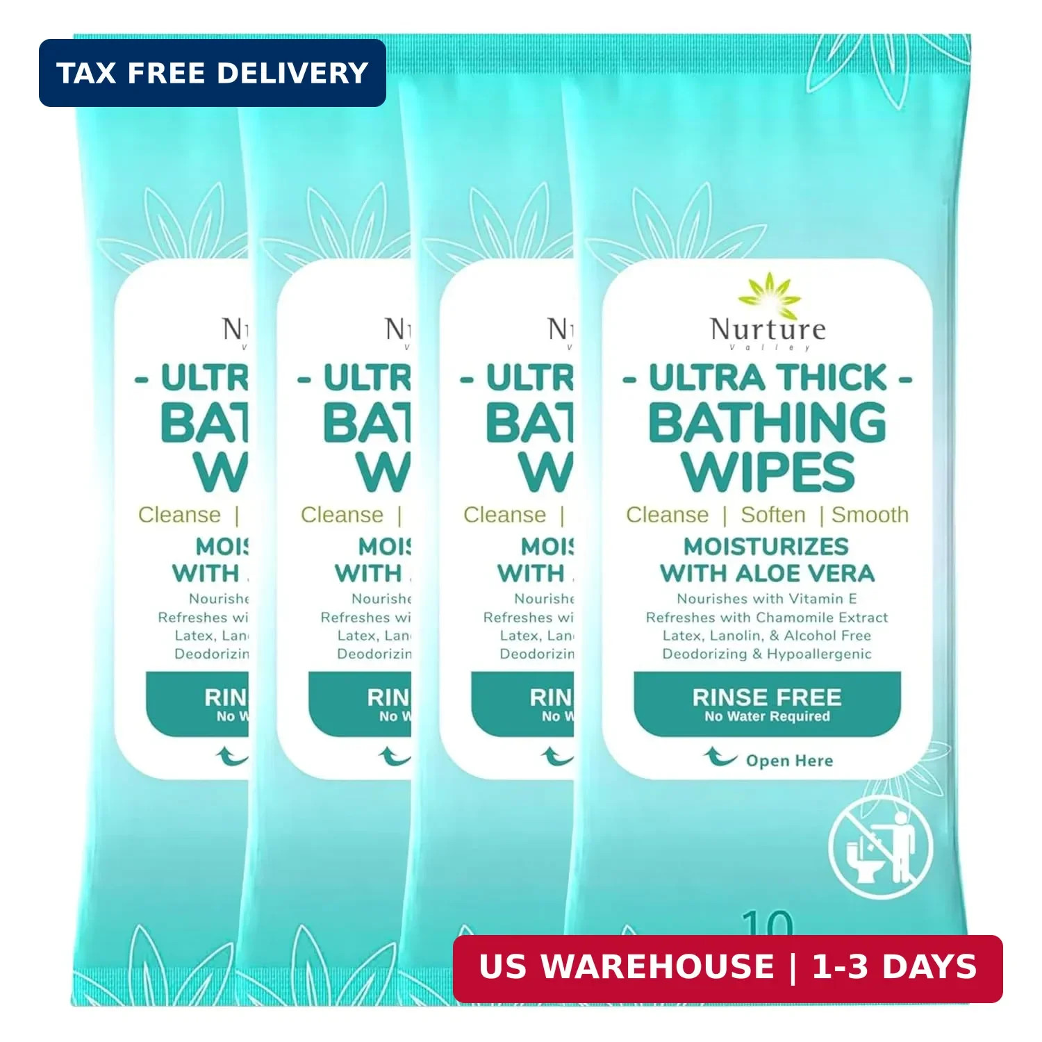 Nurture XL Ultra Thick Body Wipes for Adults w/Aloe | 40 Extra Large Disposable