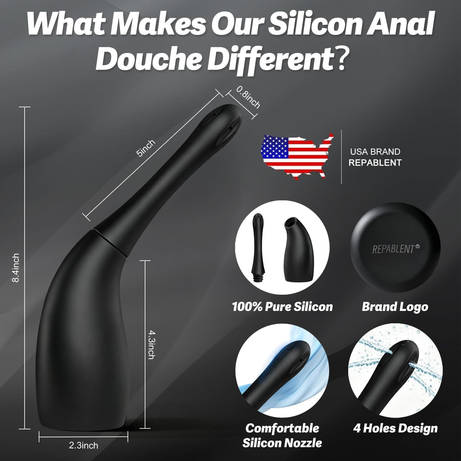 Anal Douche Enema Bulb for Men Women, Silicone Enema Bulb with Silicon Nozzle fo