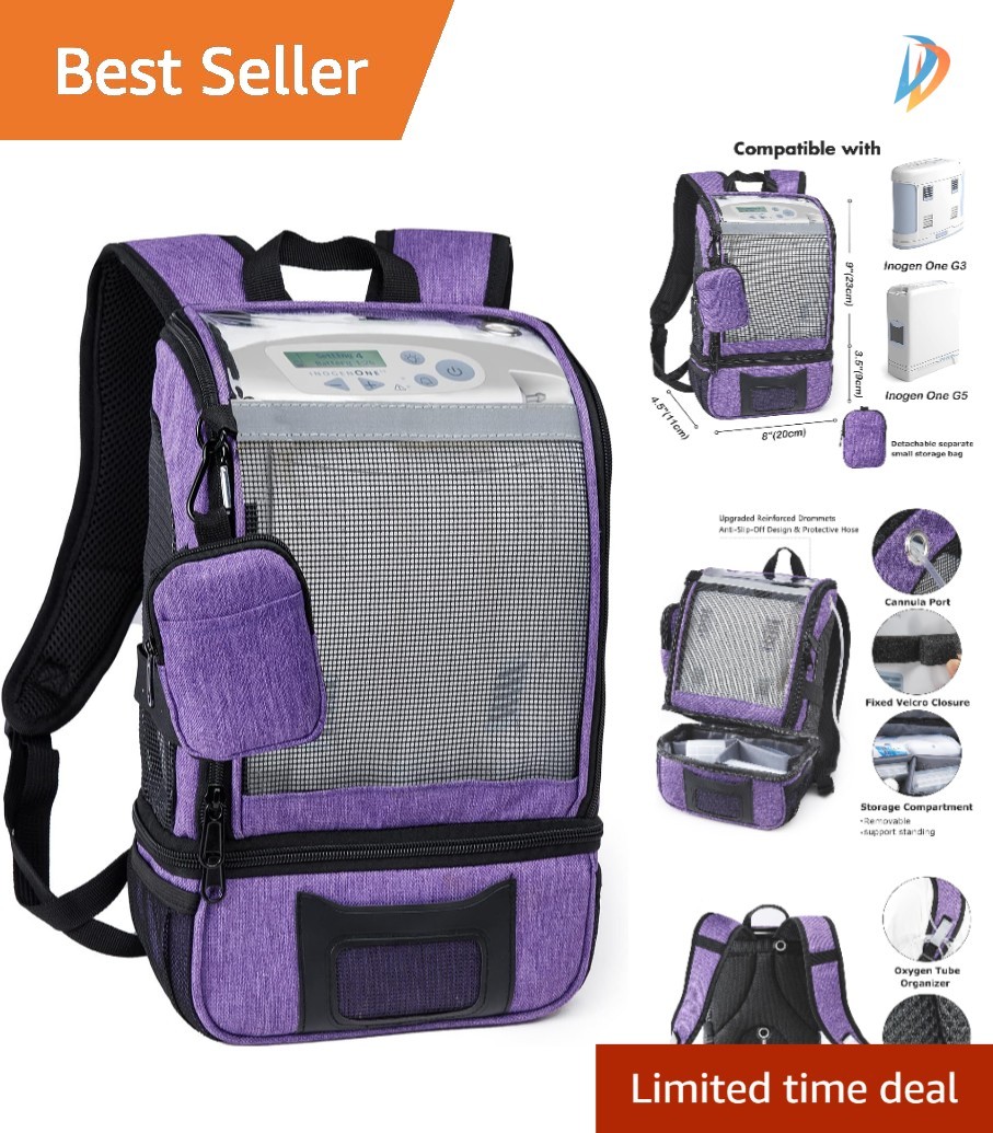 Stylish Purple Oxygen Backpack for Inogen Devices – Easy Access & Protection