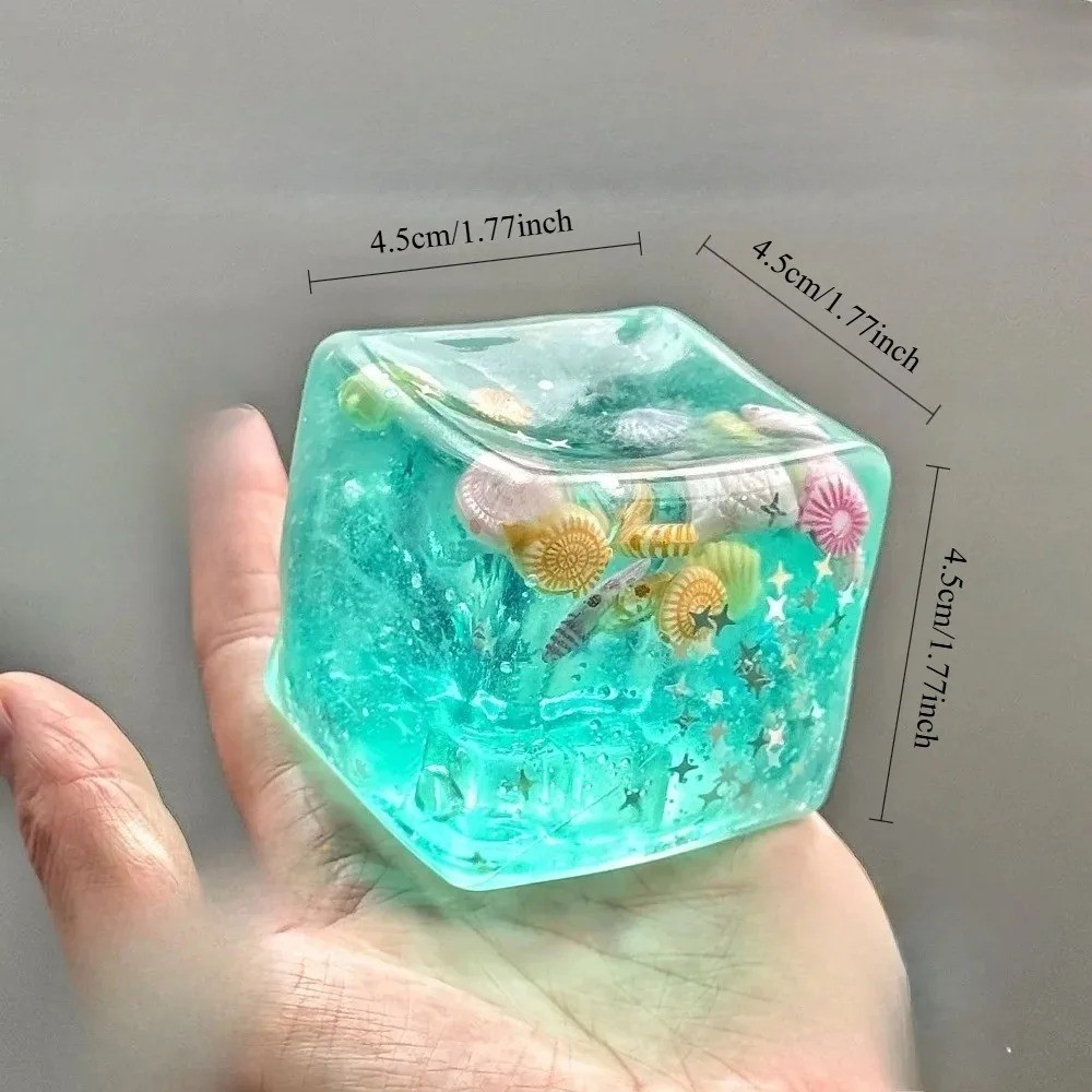 Blue Ocean Ice Cube Slow Rise Squeeze Stress Ball Sensory Fidget Anxiety Relief
