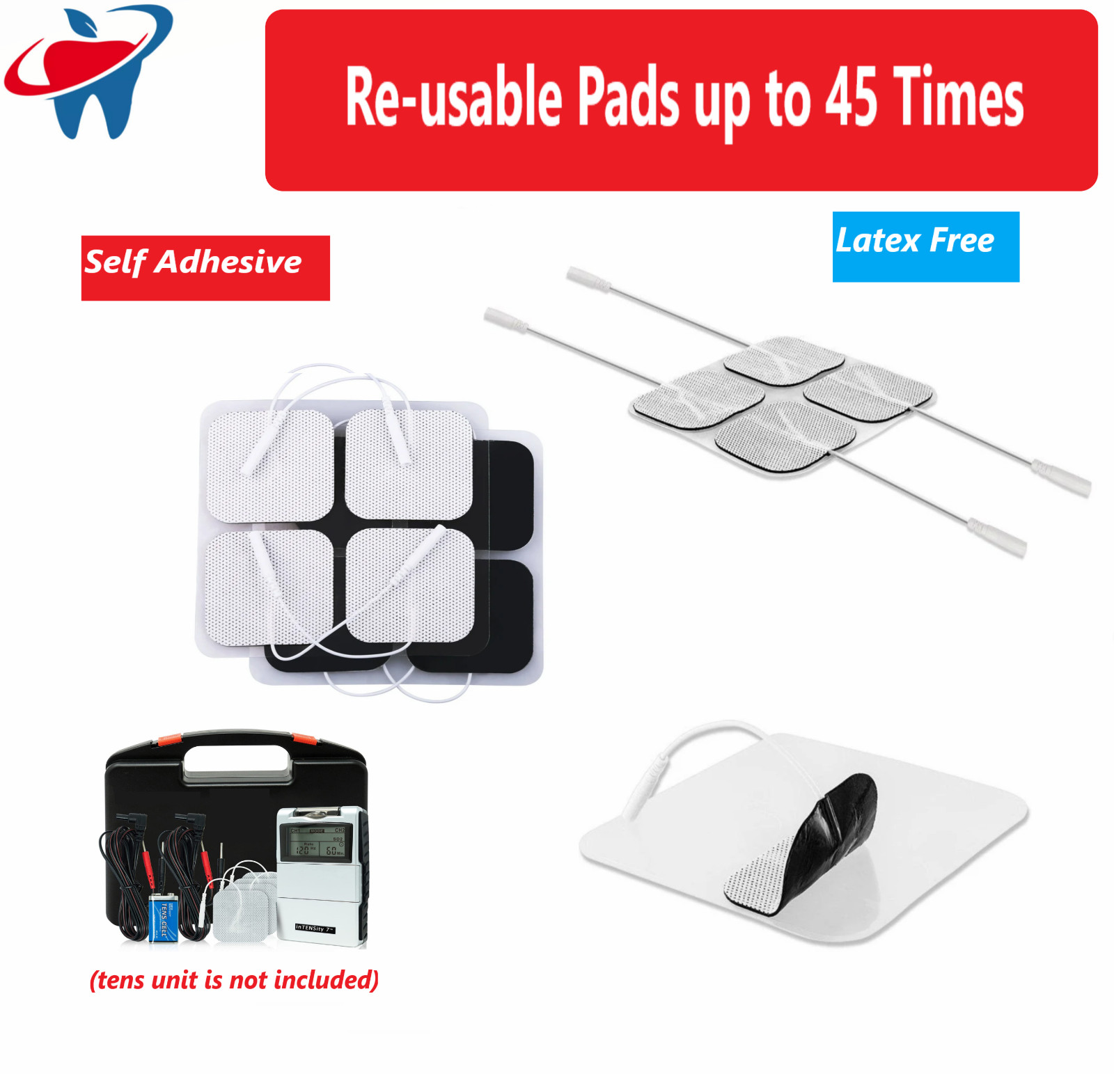 ELECTRODE PADS, FOR TENS 7000, 2″ X 2″ WHITE CLOTH, MULTY STICK GEL, Upto 100