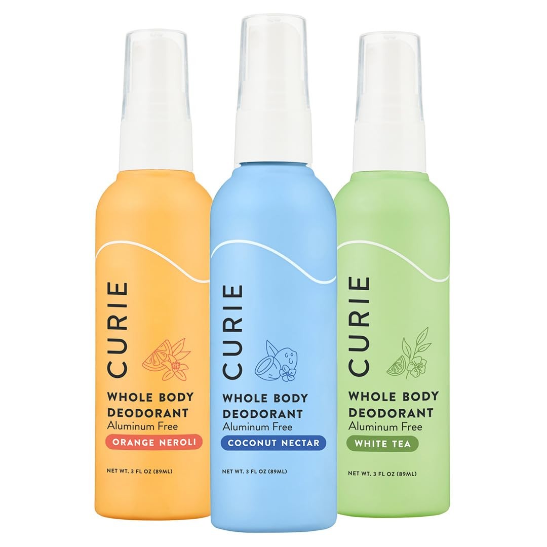 Deodorant Aluminum Free Natural Spray Variety Pack 3pk Curie Whole Body Paraben