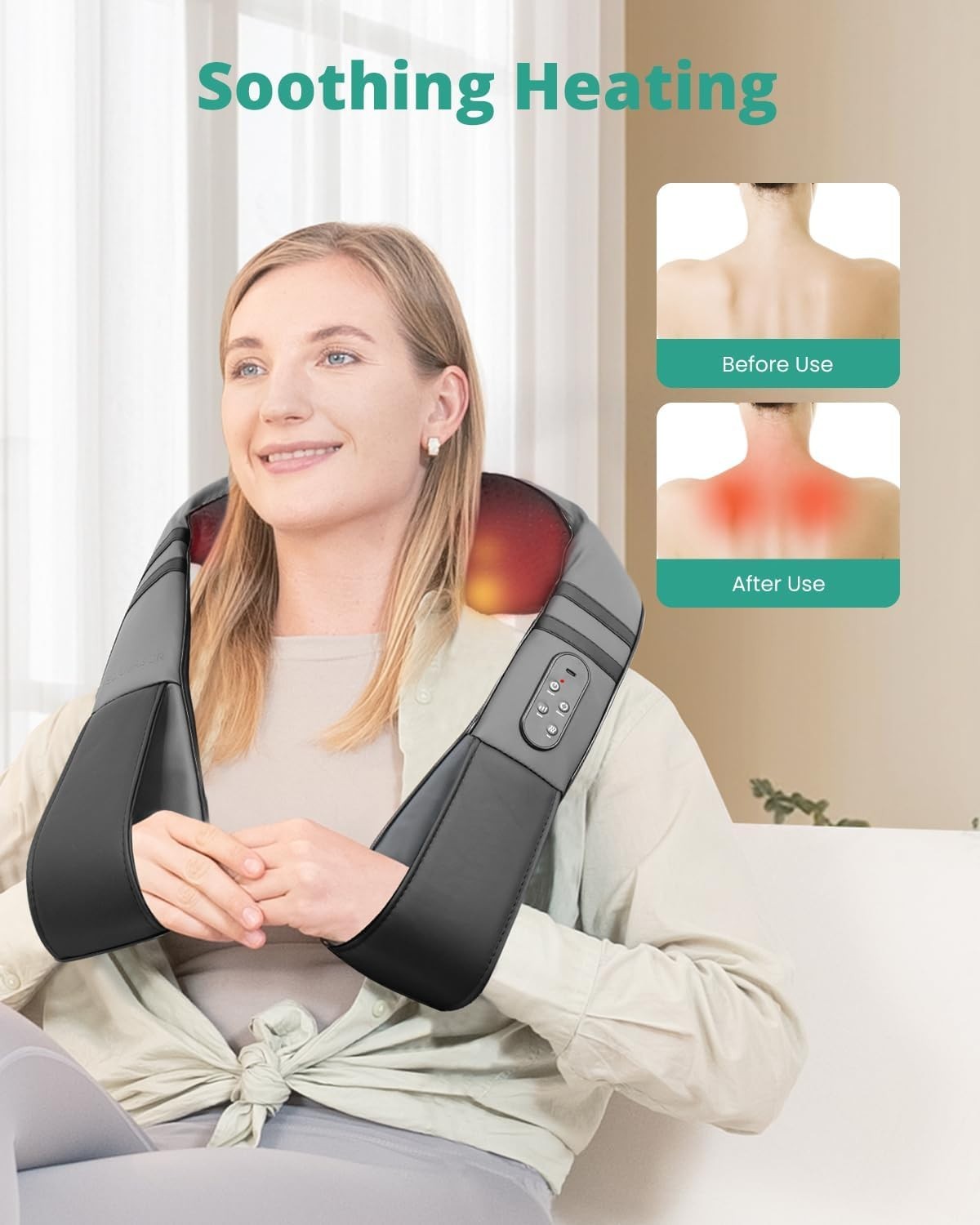 Medcursor Neck Rechargeable Massager with Heat for Pain Relief Deep Tissue