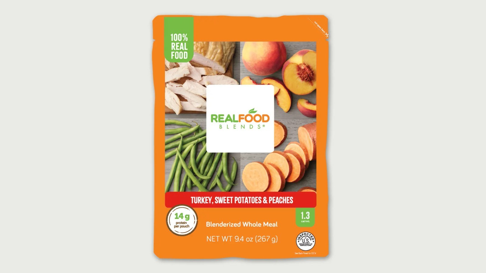 Real Food Blends – Turkey, Sweet Potatoes & Peaches, 24 Pouches, exp 2027