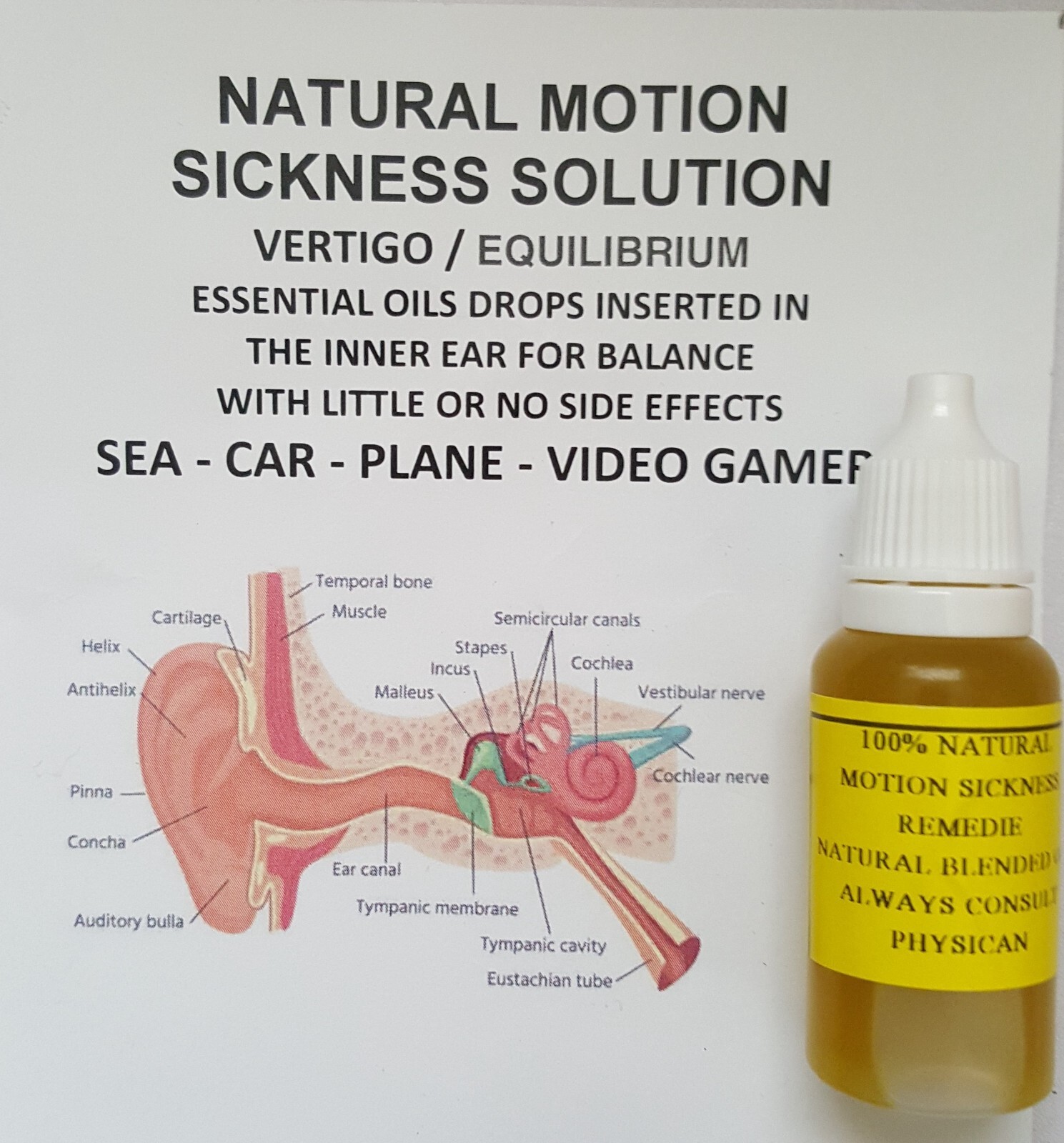 Natural Blended Virgin Oils, Designed to Help Sea, Car, Plane, Video Sickness