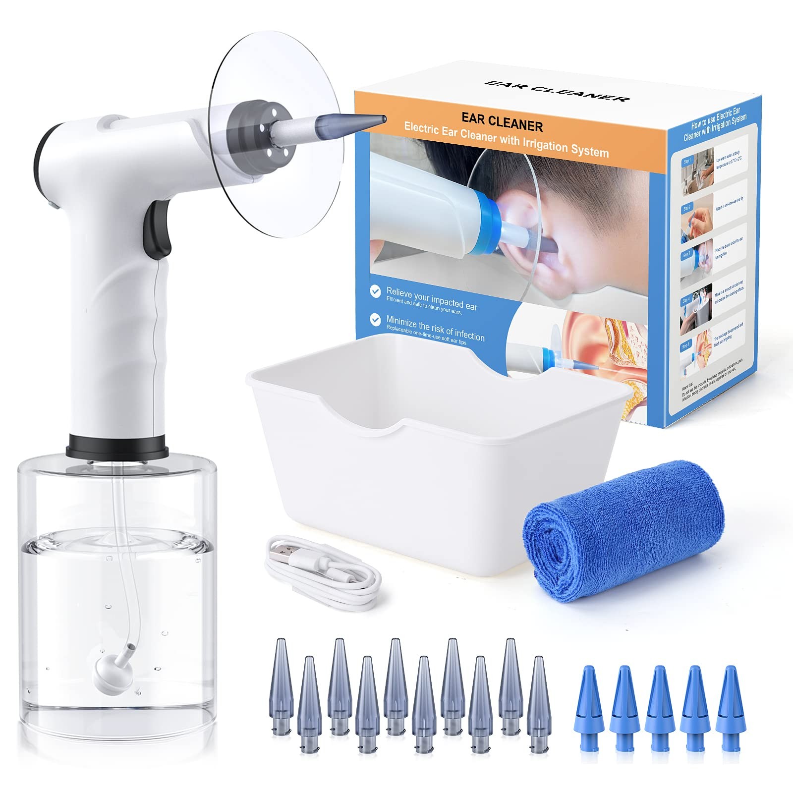 Electric Ear Cleaning Kit Light 4 Pressure Modes 15 Tips FSA HSA Removal