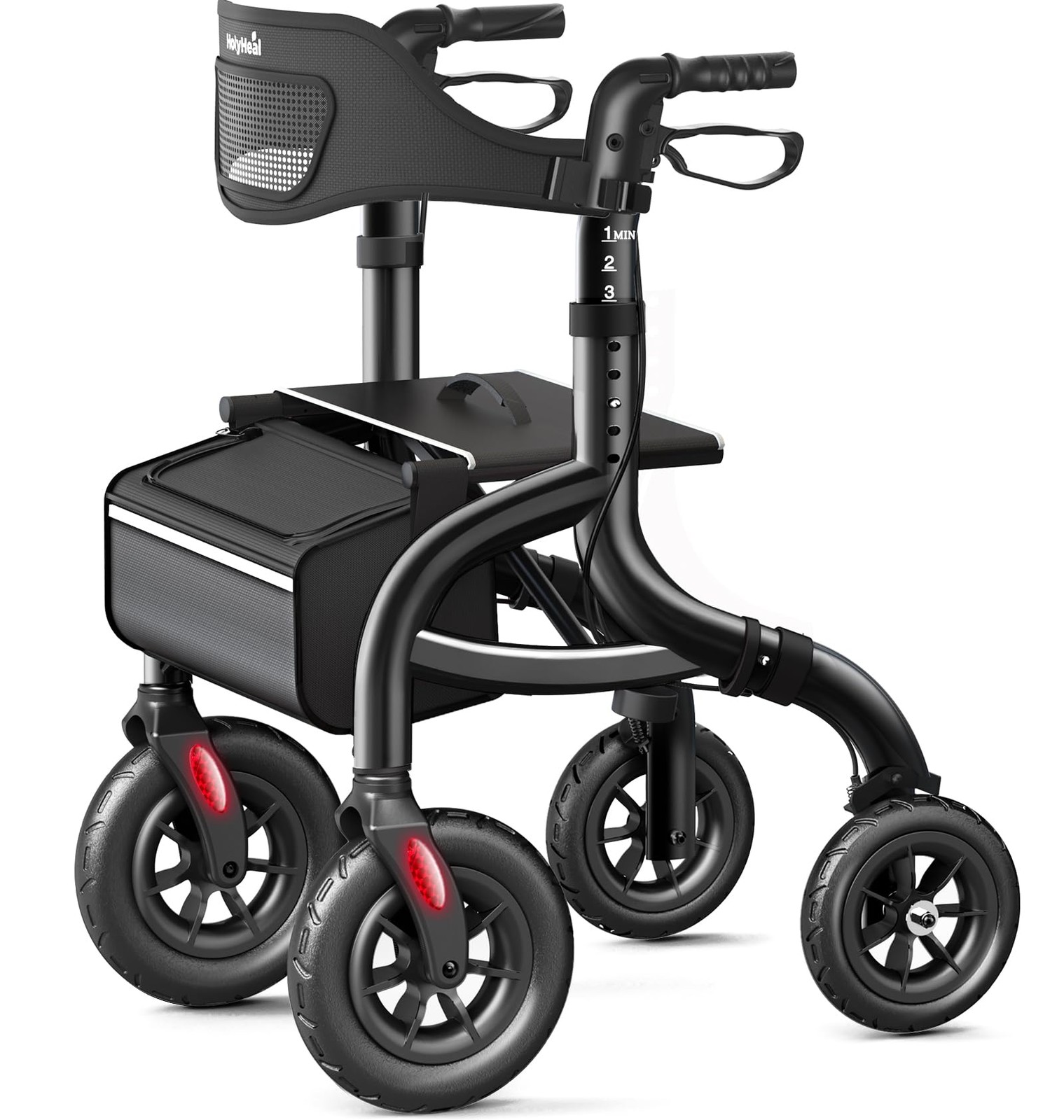 Walker Foldable 350lb Capacity Seat Backrest Adjustable HolyHeal Rollator Wheels