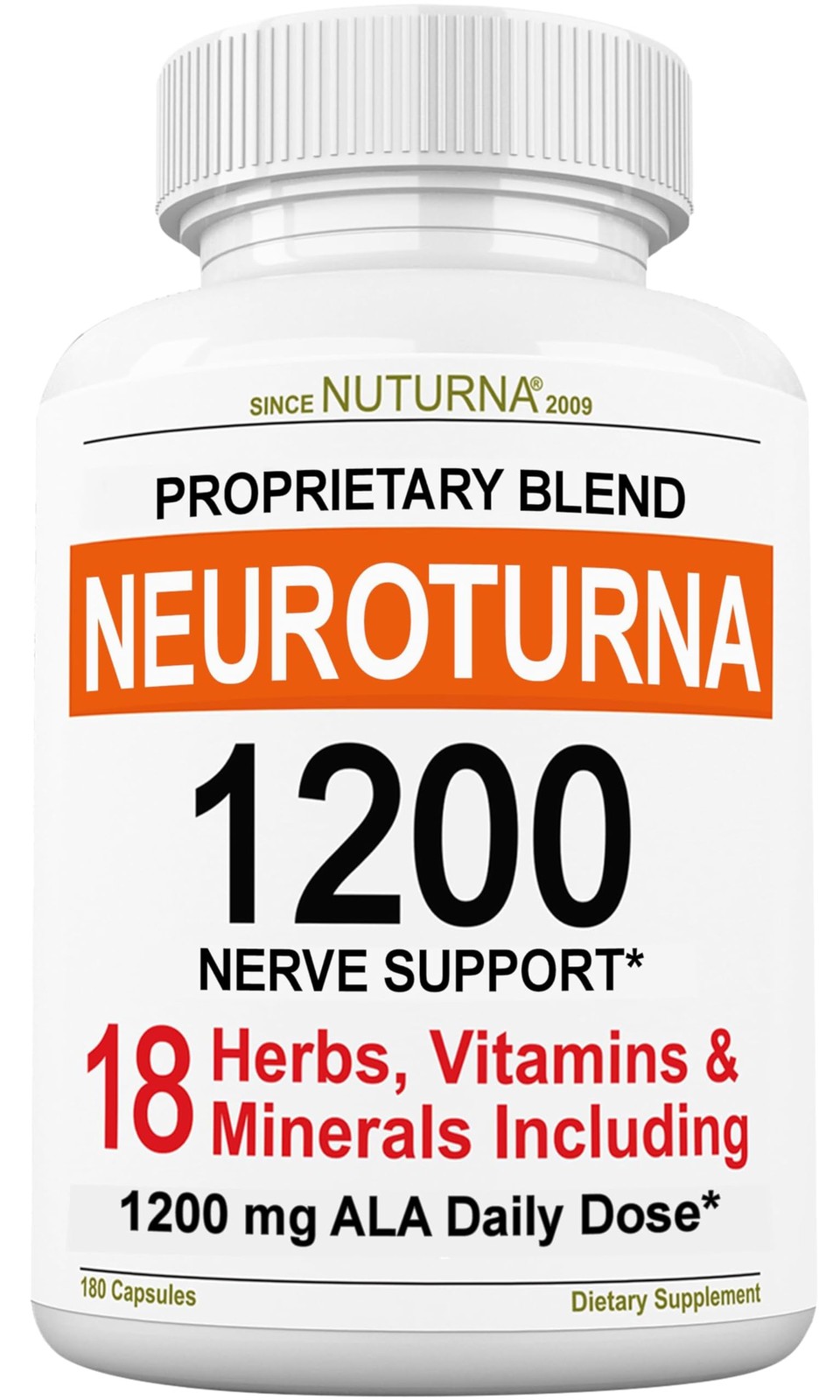 Neuroturna Support Supplement 1200mg Alpha Lipoic Acid 180 Capsules Pure Maximum