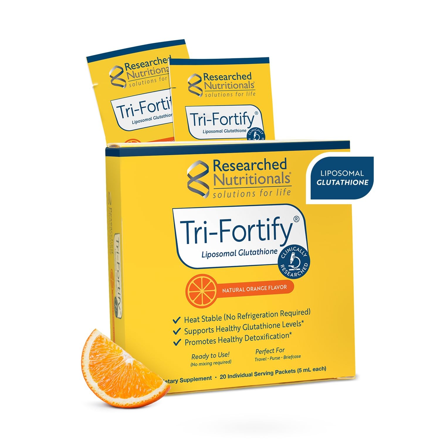Liposomal Glutathione Supplement 20 Packets Detox Immune Orange Researched daily