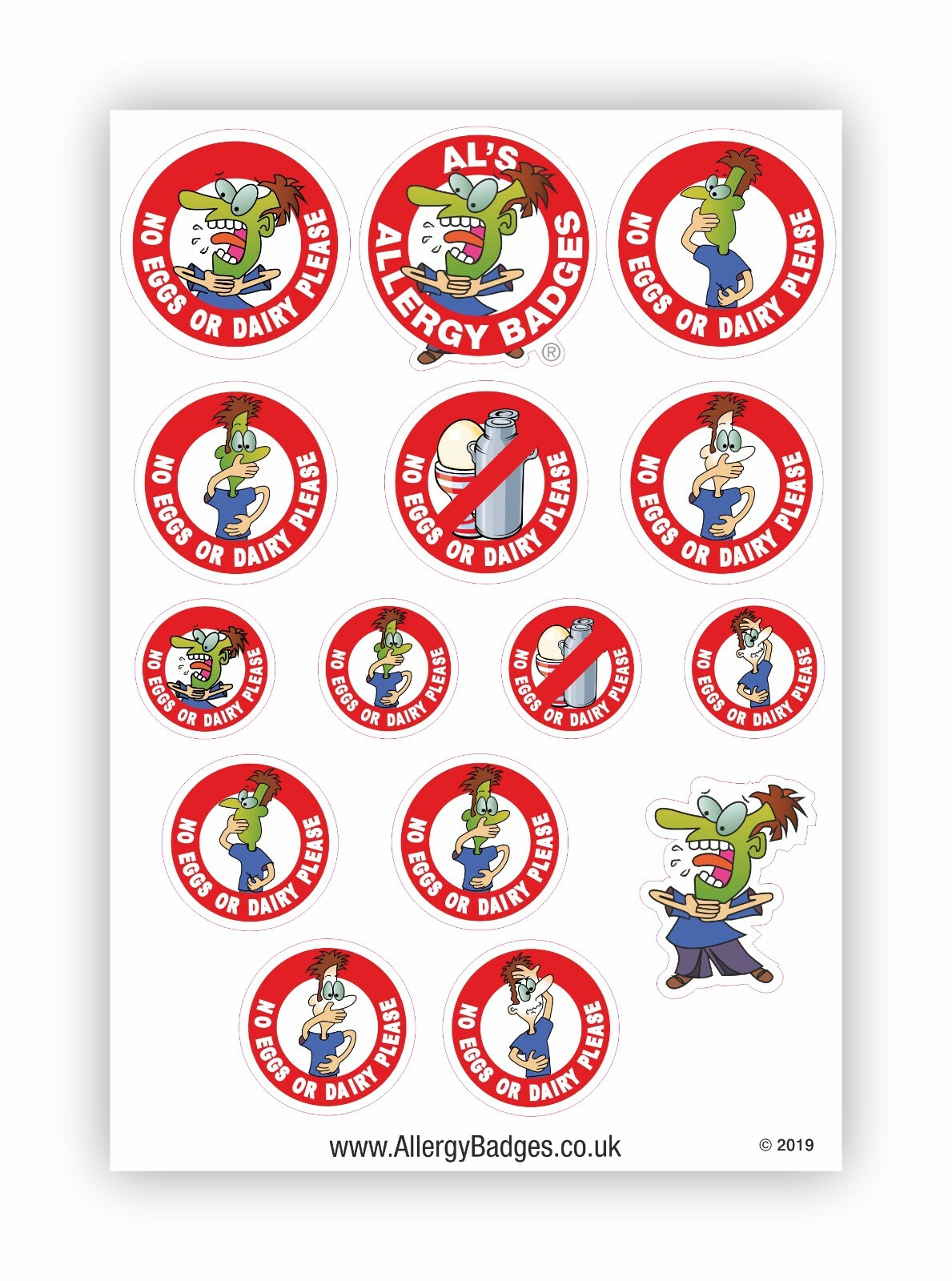 Egg & Dairy Allergy Pin Badges Also Sewon Patches & Stickers Allergic Eggs/Dairy