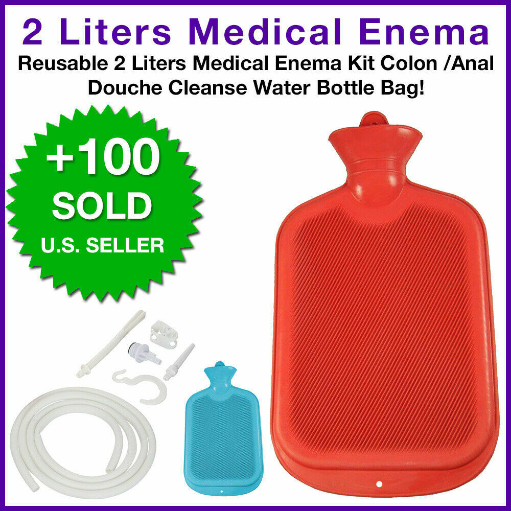 2 Liters Medical Enema Kit Colon Anal Douche Cleanse Water Bottle Bag Reusable