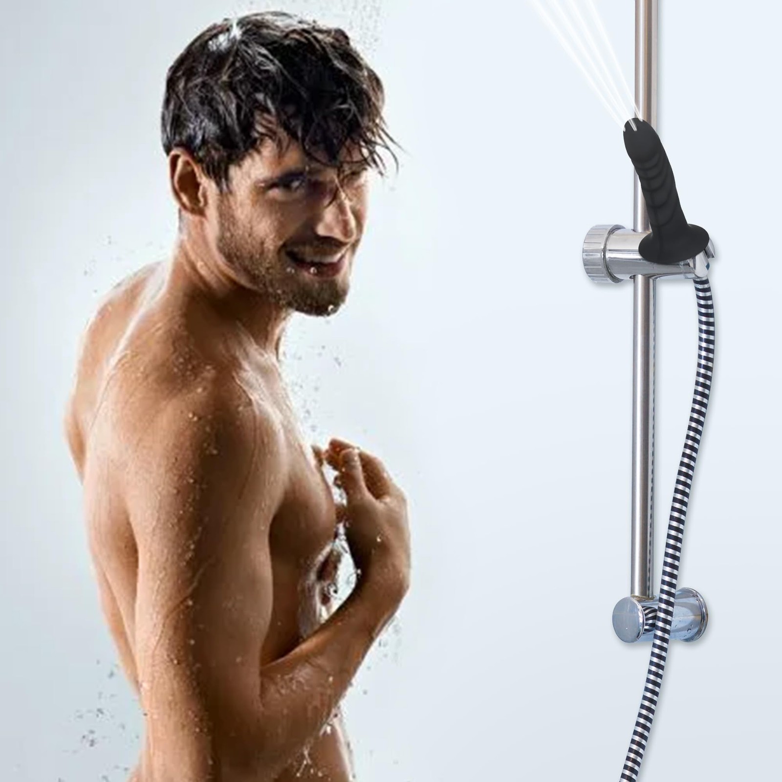 4 Holes Silicone Shower Cleaner Enema Douche System,Handheld Water Shower Noz