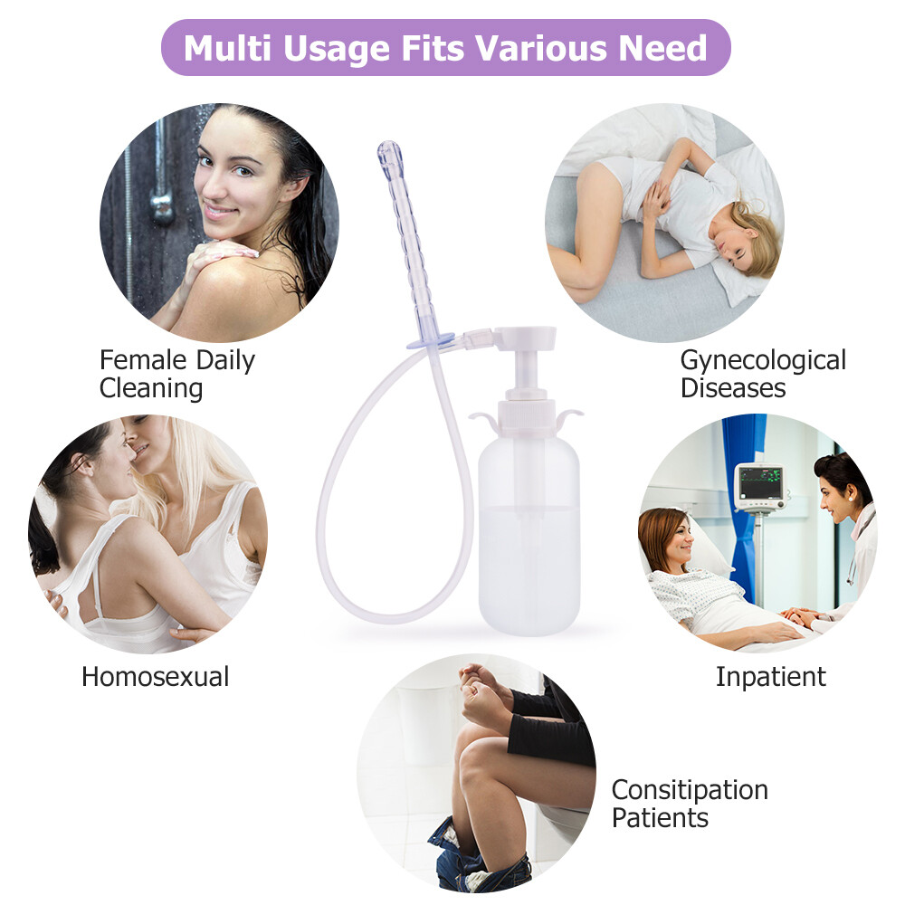 300ml Reusable Vaginal Cleaning System Anal Douche for Women with 2 Nozzle Tips