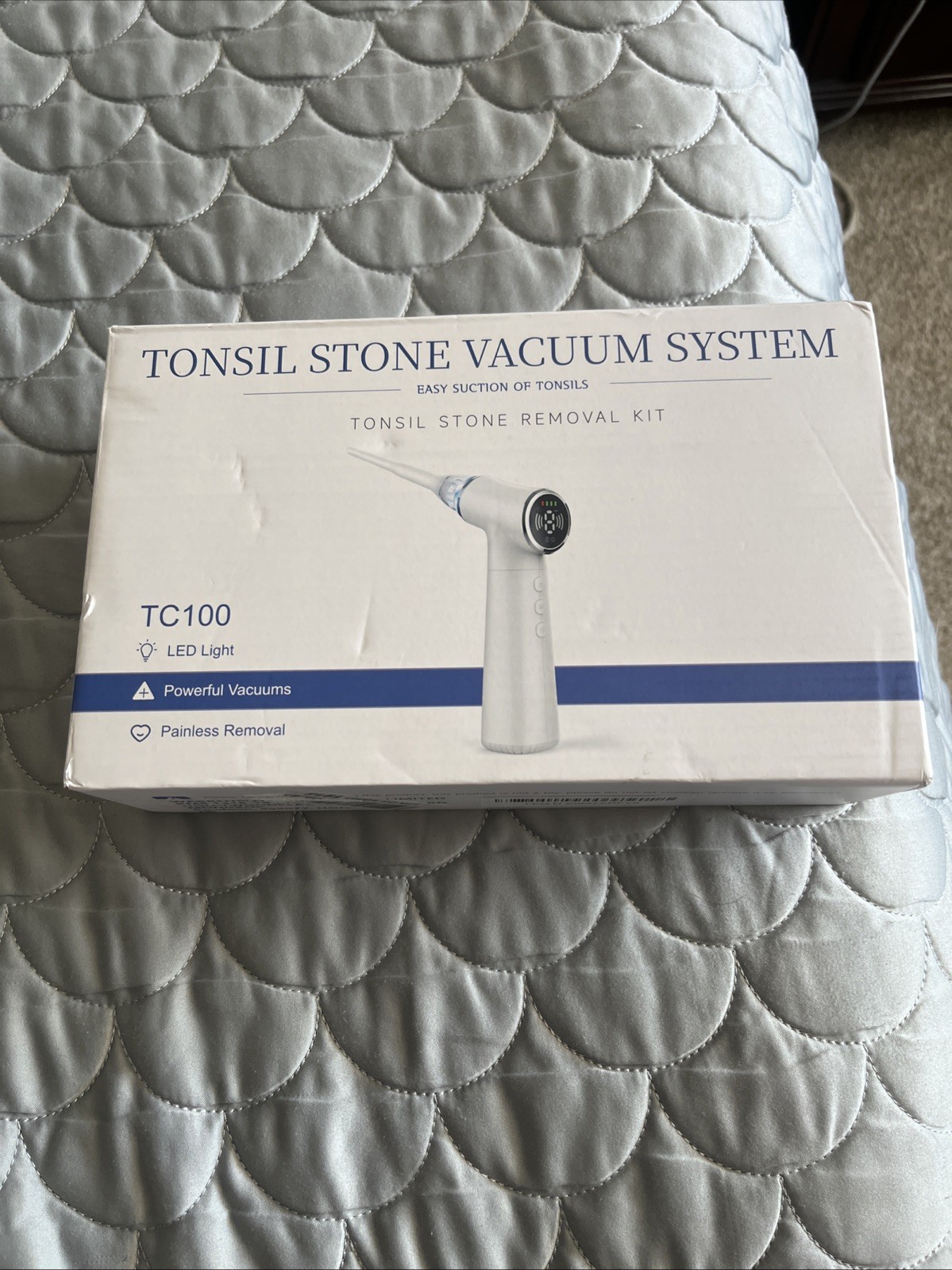 Tonsil Stone Vacuum System Tonsil Stone Removal Kit w/ LED Light, White