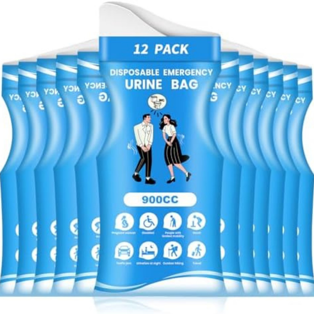 12 Pcs Disposable Urine Bags, 3rd Generation 900ML Large, Blue-12Pcs
