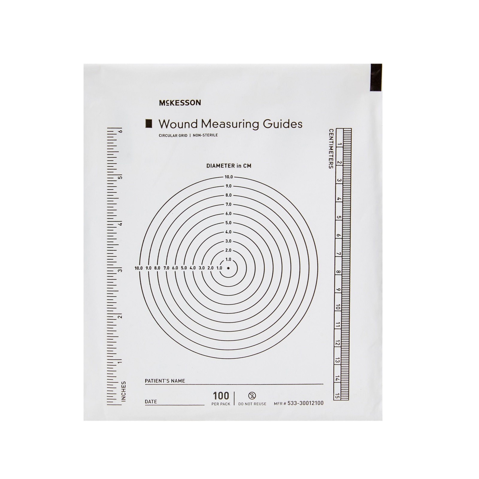McKesson NonSterile Wound Measuring Guide Clear Plastic 100 Ct