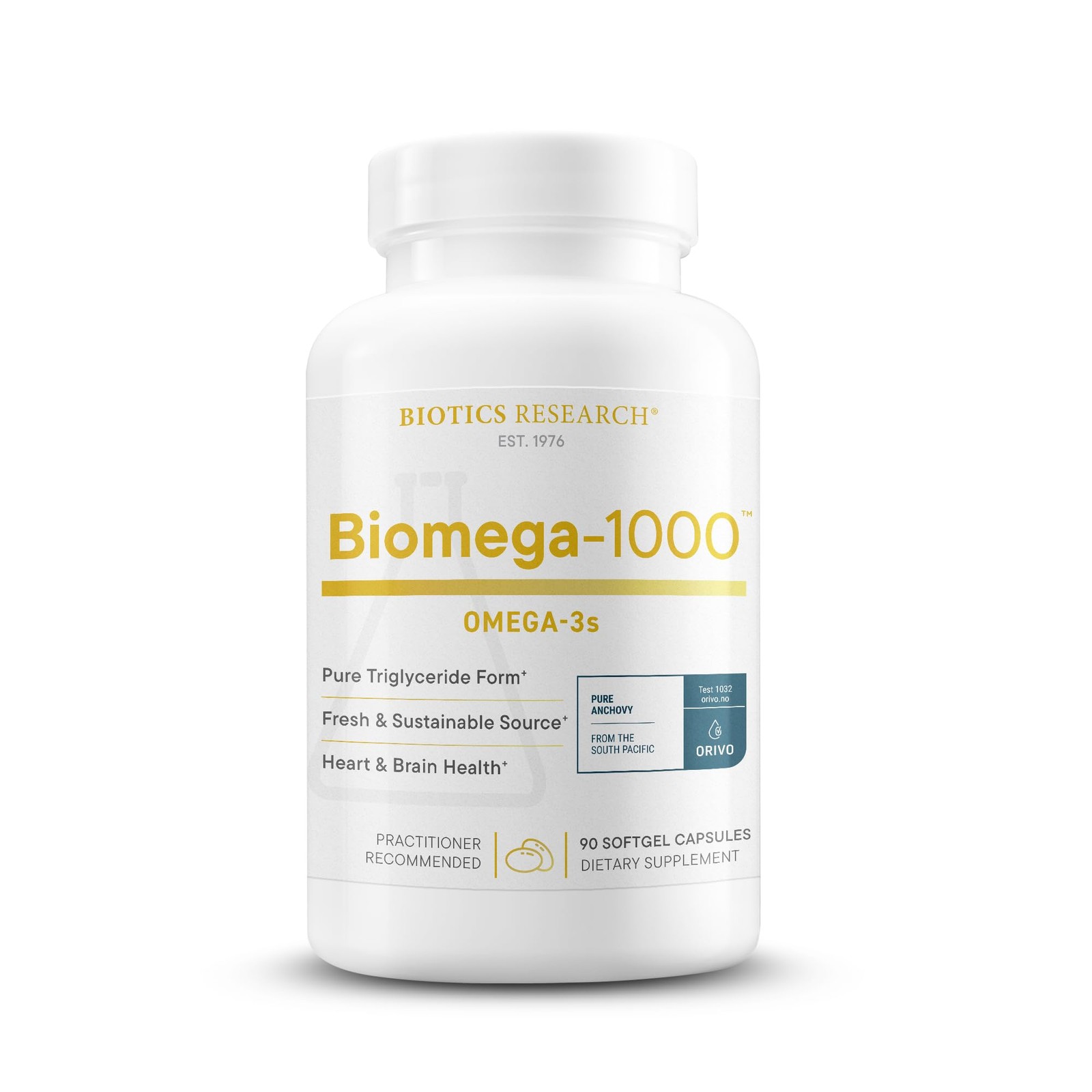 Omega 3 Fish Oil 1000mg EPA 529mg DHA 353mg 90 Softgels Biotics Research