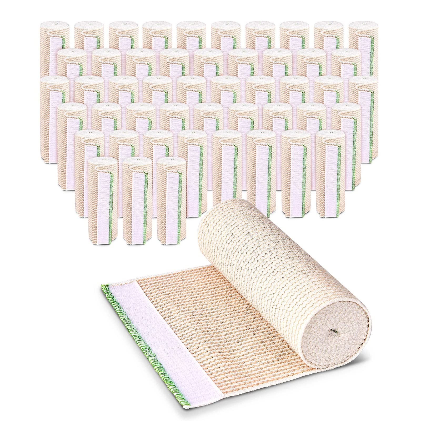 Elastic Bandage Wrap 6 Wide 50 Pack Hook Loop Nexskin Latex Premium Free Ends