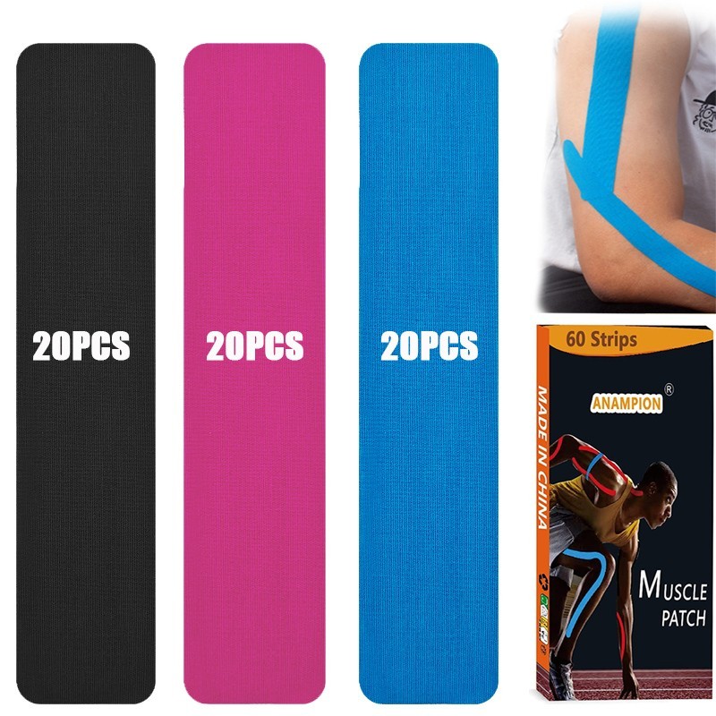 60pc Kinesiology Tape Precut Elastic Cotton Athletic Tape for Muscle Pain Relief