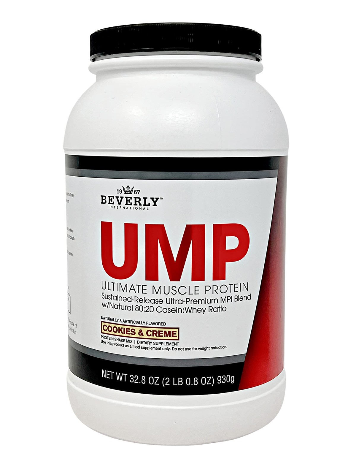 Protein Powder Whey Casein Cookies Cream 32.8oz Beverly International Unique