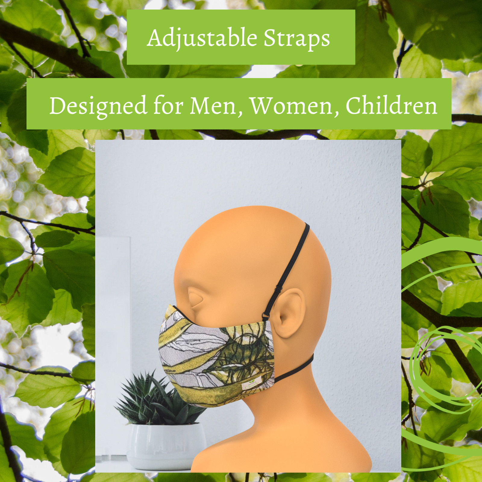 Multi-Layer Face Mask, Handmade, Adjustable, Organic Fabric + 3 Filters