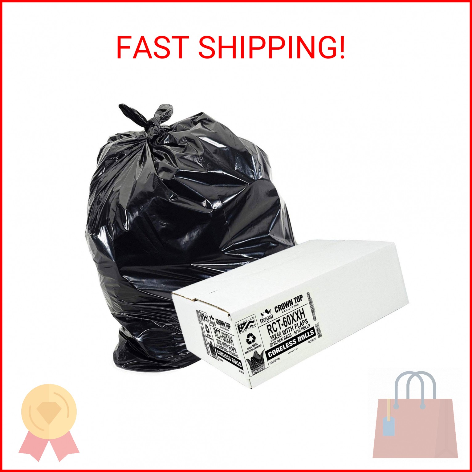 Aluf Plastics 55 Gallon Trash Bags Heavy Duty – (Huge) – 2.0 MIL Thick (equiv) –