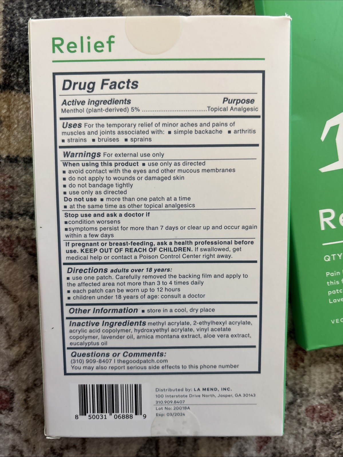 (2) The Good Patch – Pain Relief Patches 4 Pack Vegan, Plant Powered, No Paraben