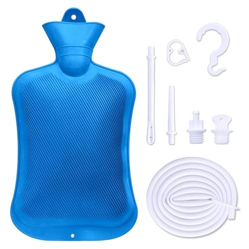 Share 2 L Home Enema Bag Kit with 2 Enema Tips,60 inch Long Silicone Hose, Contr