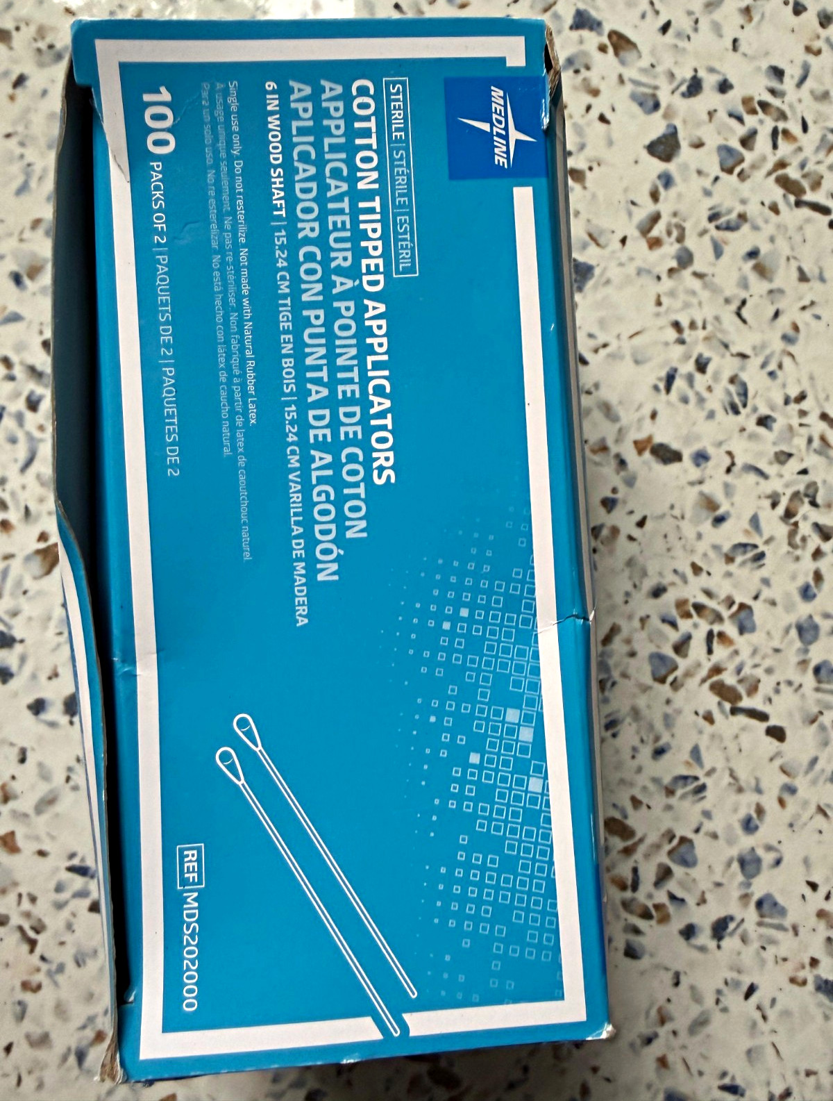 Medline Sterile Cotton Tipped Applicators 6 in Wood Shaft Blue/White MDS202000