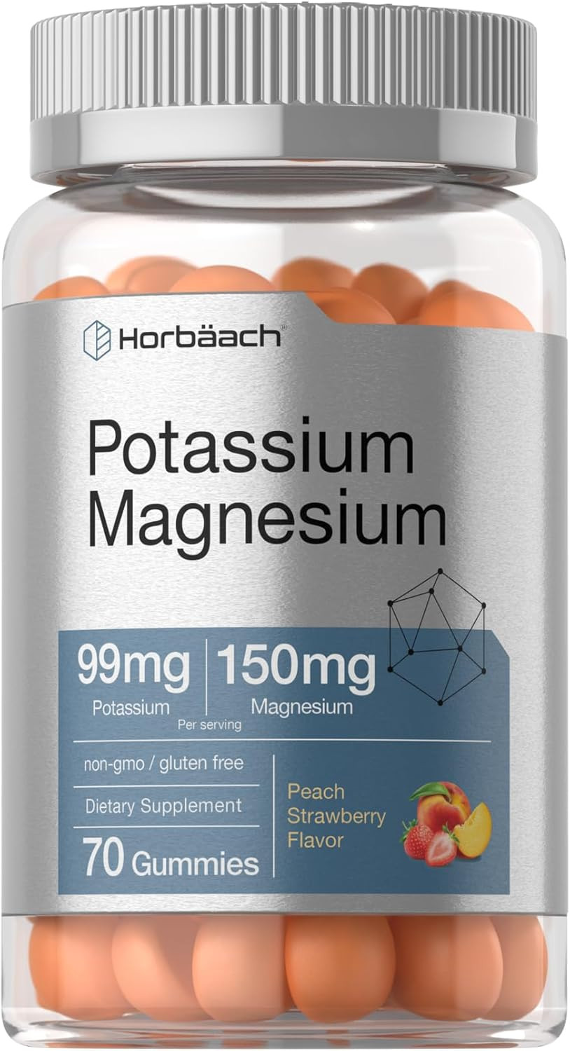 Gomitas de potasio y magnesio 70 unidades sabor durazno fresa veganas