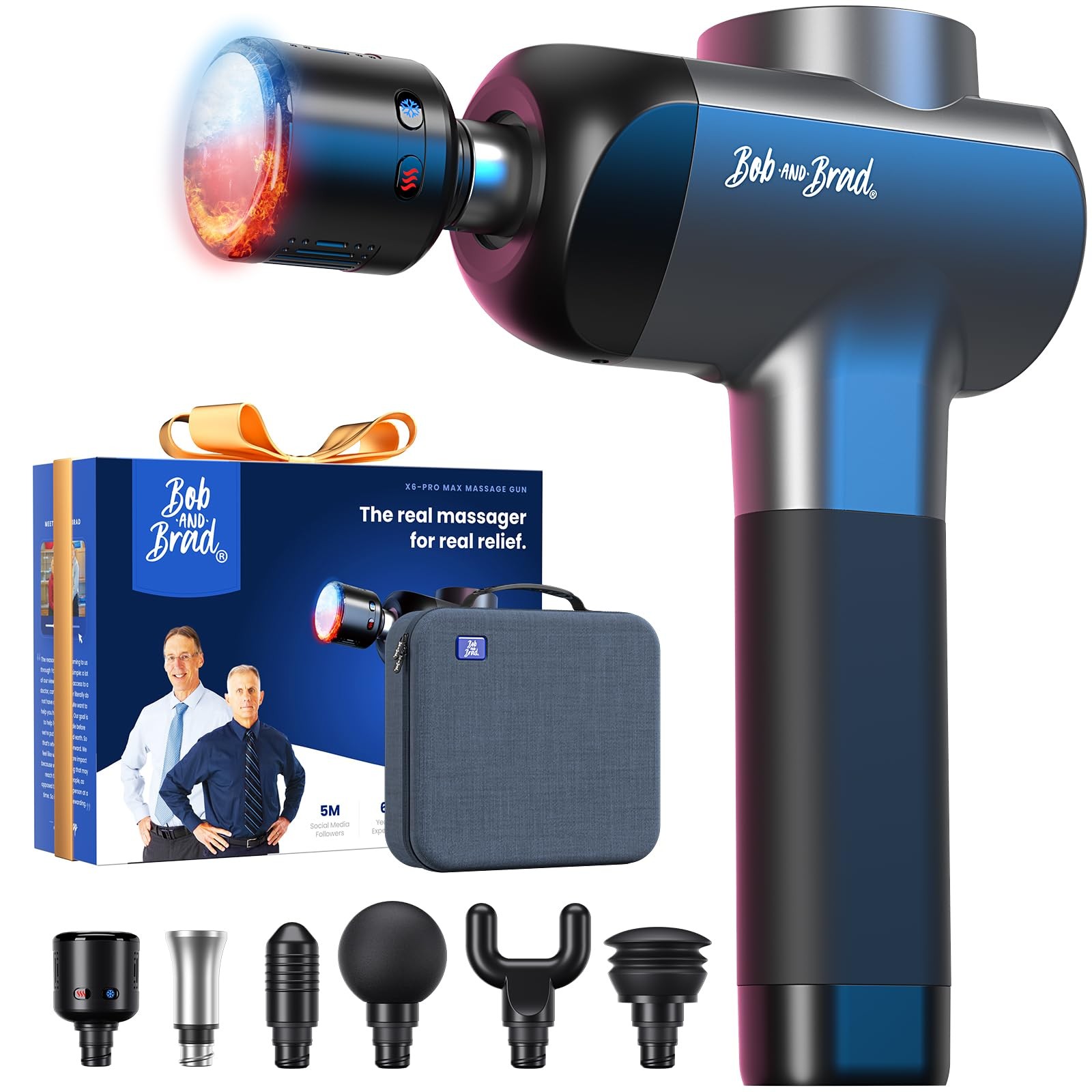 Massage Gun Heat Cold Deep Tissue Percussion Metal Head 5 Speeds BOB BRAD Muscle