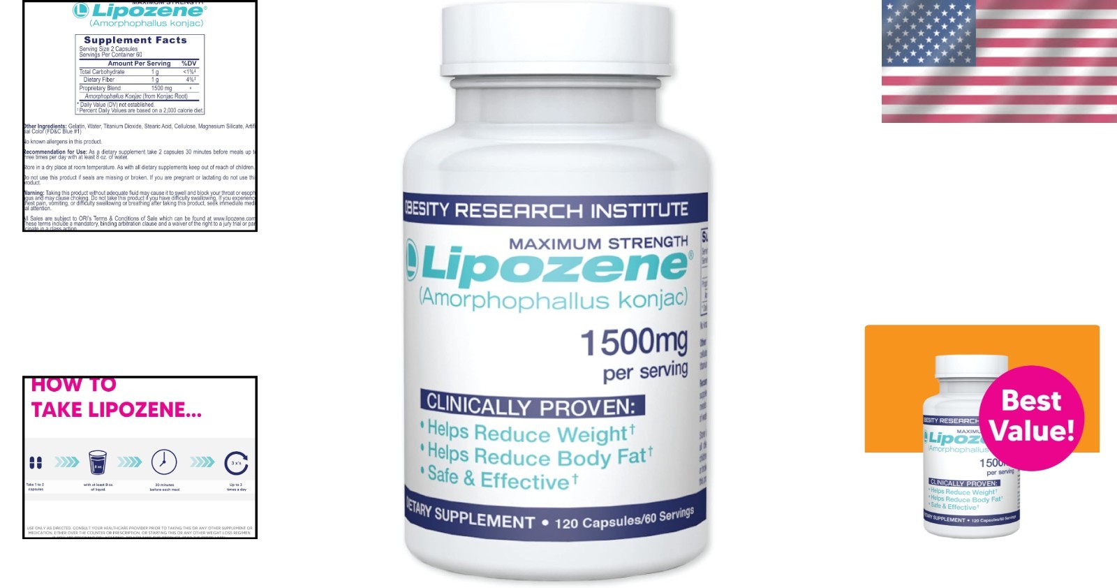Weight Management Support – Lipozene Mega 120 Capsules Appetite Suppressant