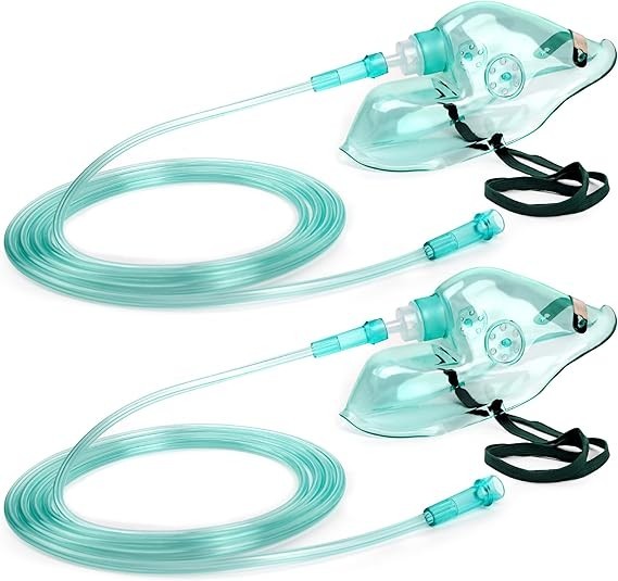 2 Pack Oxygen Mask for Face Adult with 6.6′ Tube & Adjustable Elastic StrapNocup