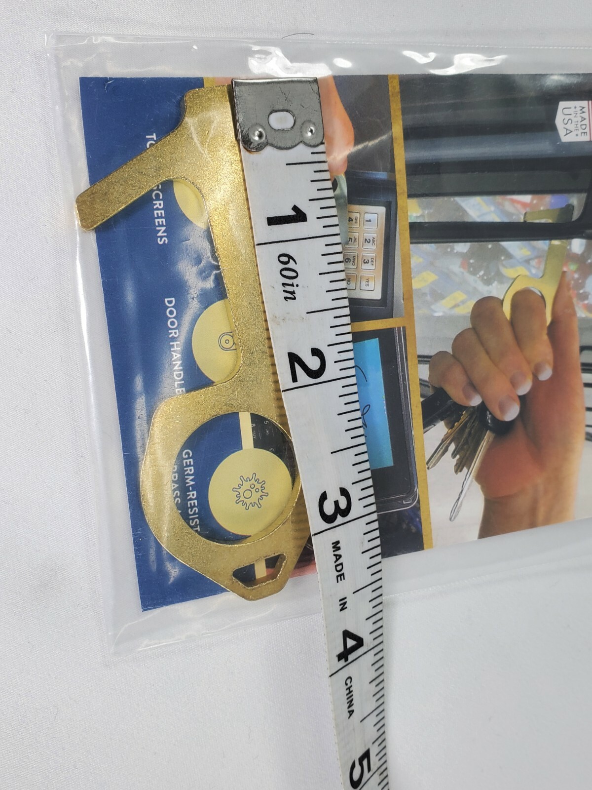 ORIGINAL Germ Key From Antimicrobial Brass Made In USA Attaches To Keychain New!
