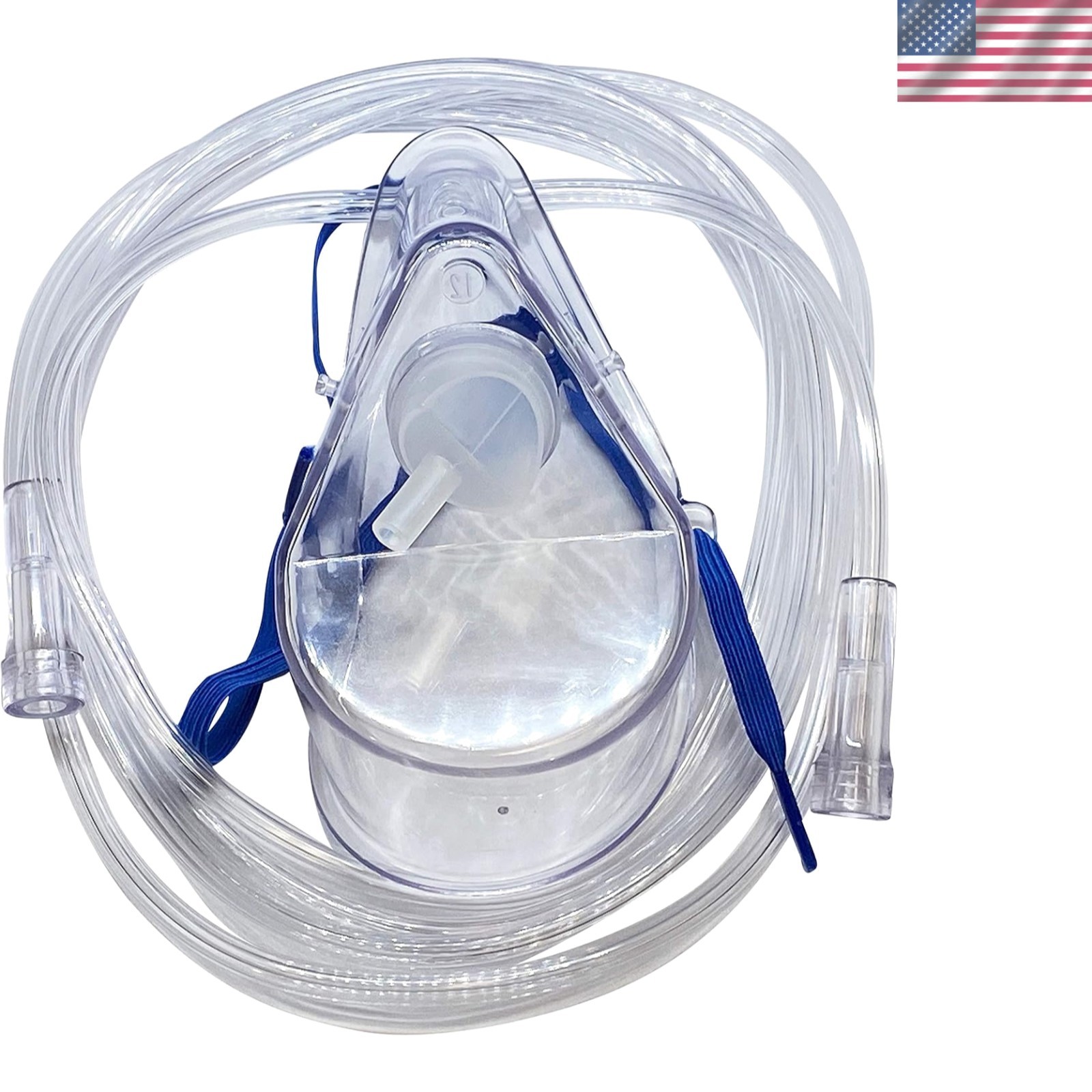 1-Pack Medium Concentration Oxygen Mask, Adult w/7′ Kink Resistant Tubing