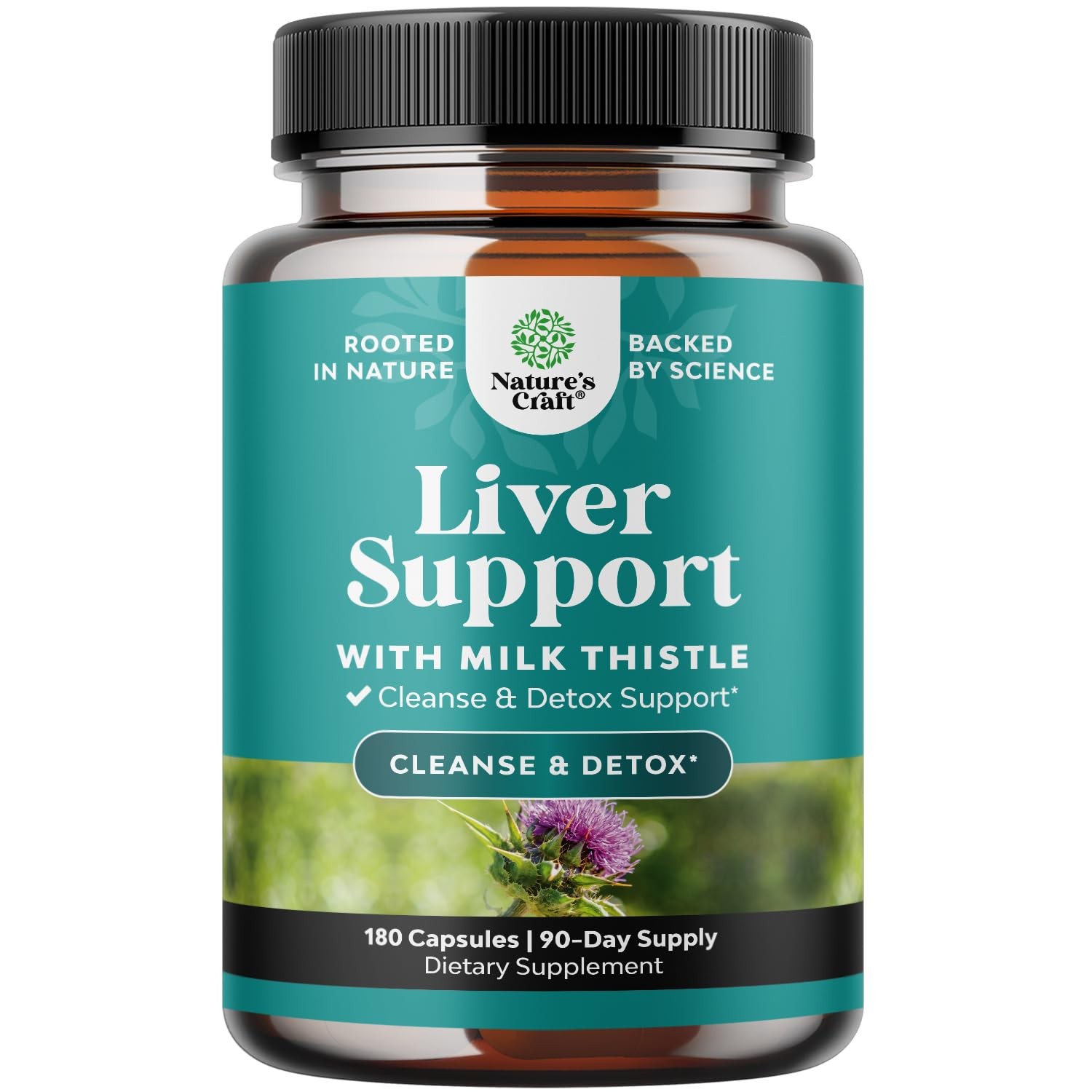 Liver Cleanse Detox Supplement 180 Capsules Milk Thistle Herbal Support Natures
