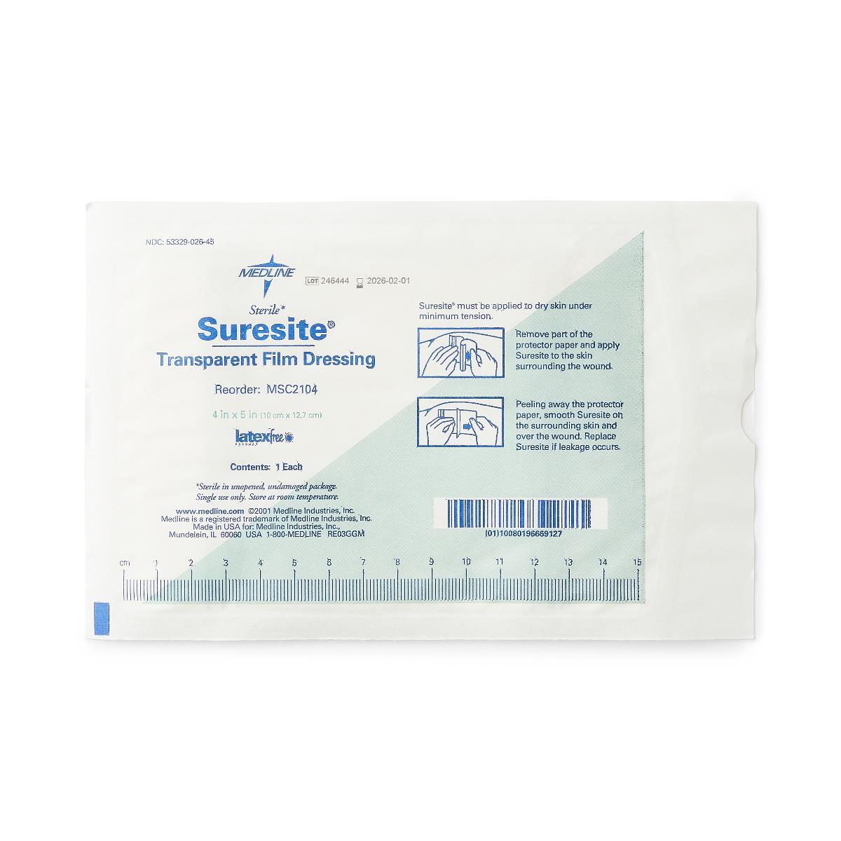 Suresite Transparent Film Dressings, 4″ x 5″, Each