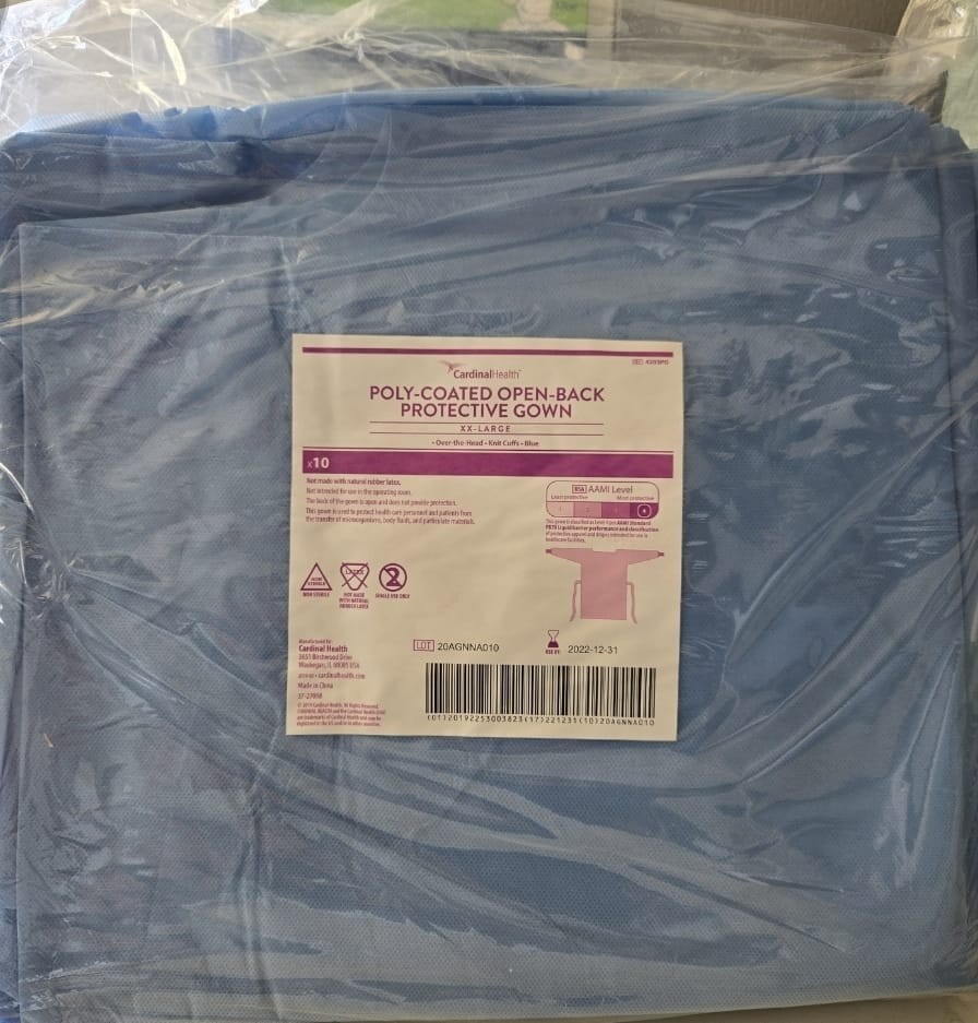 POLY-COATED OPEN-BACK PROTETIVE GOWN