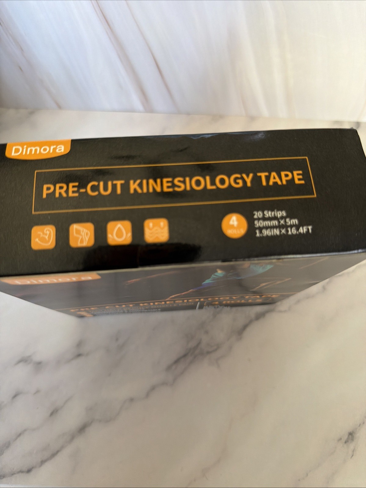 Dimora Pre-Cut Kinesiology Pain Relief & Support Tape 4 Rolls CN6 Black 16.4ft