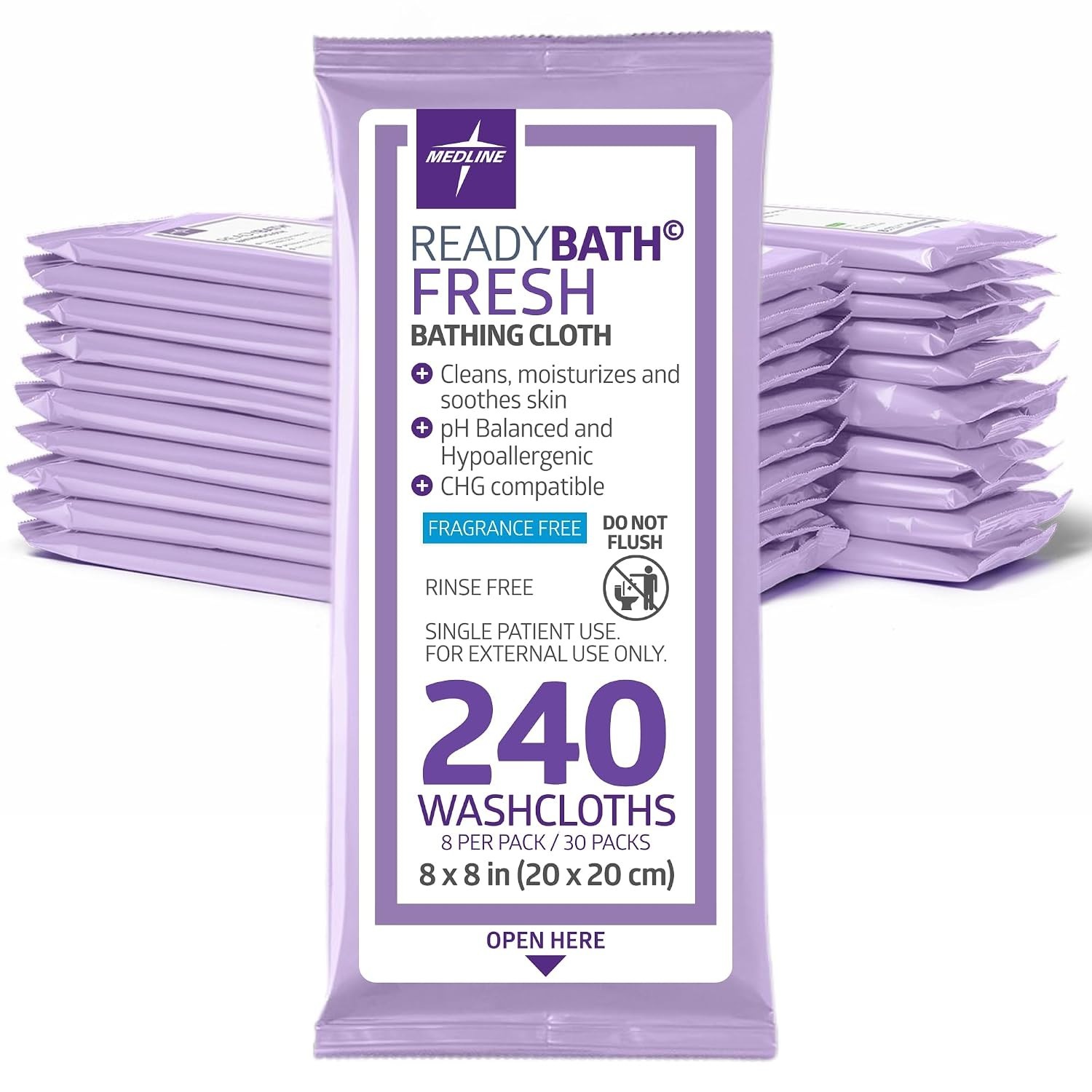 ReadyBath Fresh Unscented Shower Wipes, 240 Count, No-Rinse Bath Wipes