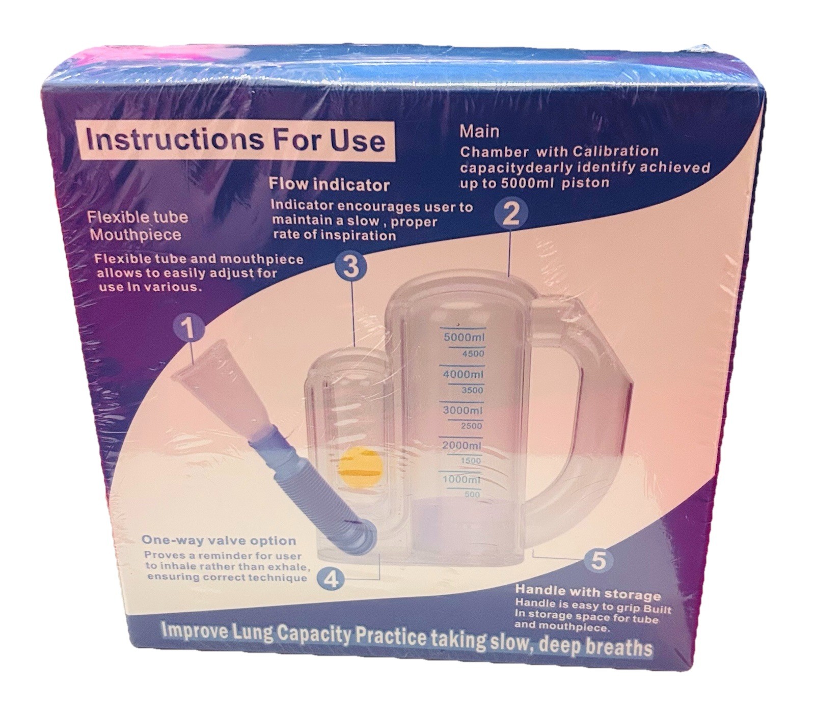 Lung Breathing Trainer -Lung Exerciser Device ( New Sealed )