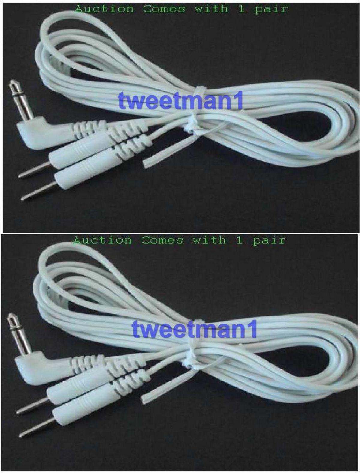 2 ELECTRODE LEAD WIRES CONNECTOR CABLES(3.5mm PLUG)for Rhythym Touch Massagers