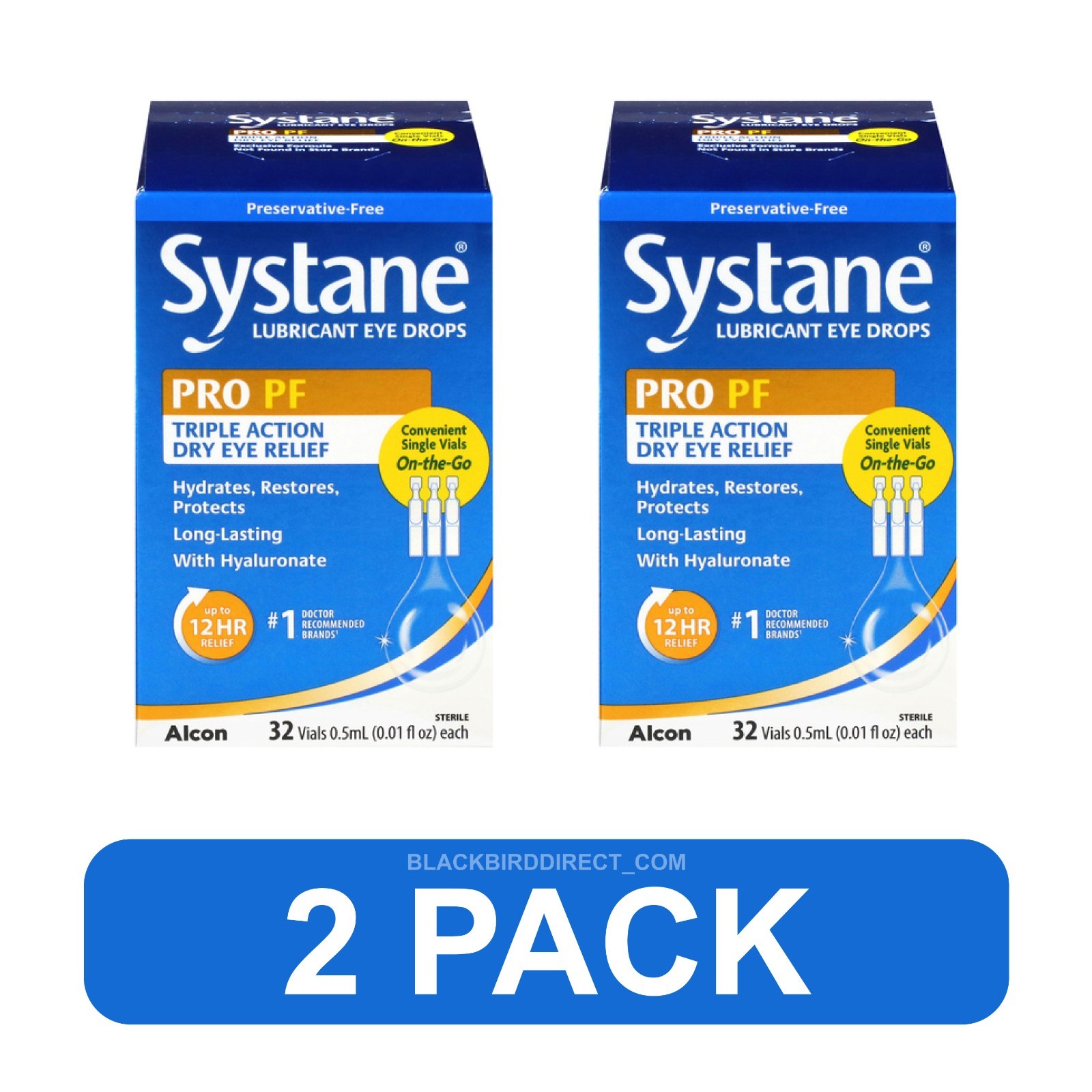 🔥✅ 2pk Eye Drops Lubricant Systane PRO PF Preservative Free 32 Vials Multidose
