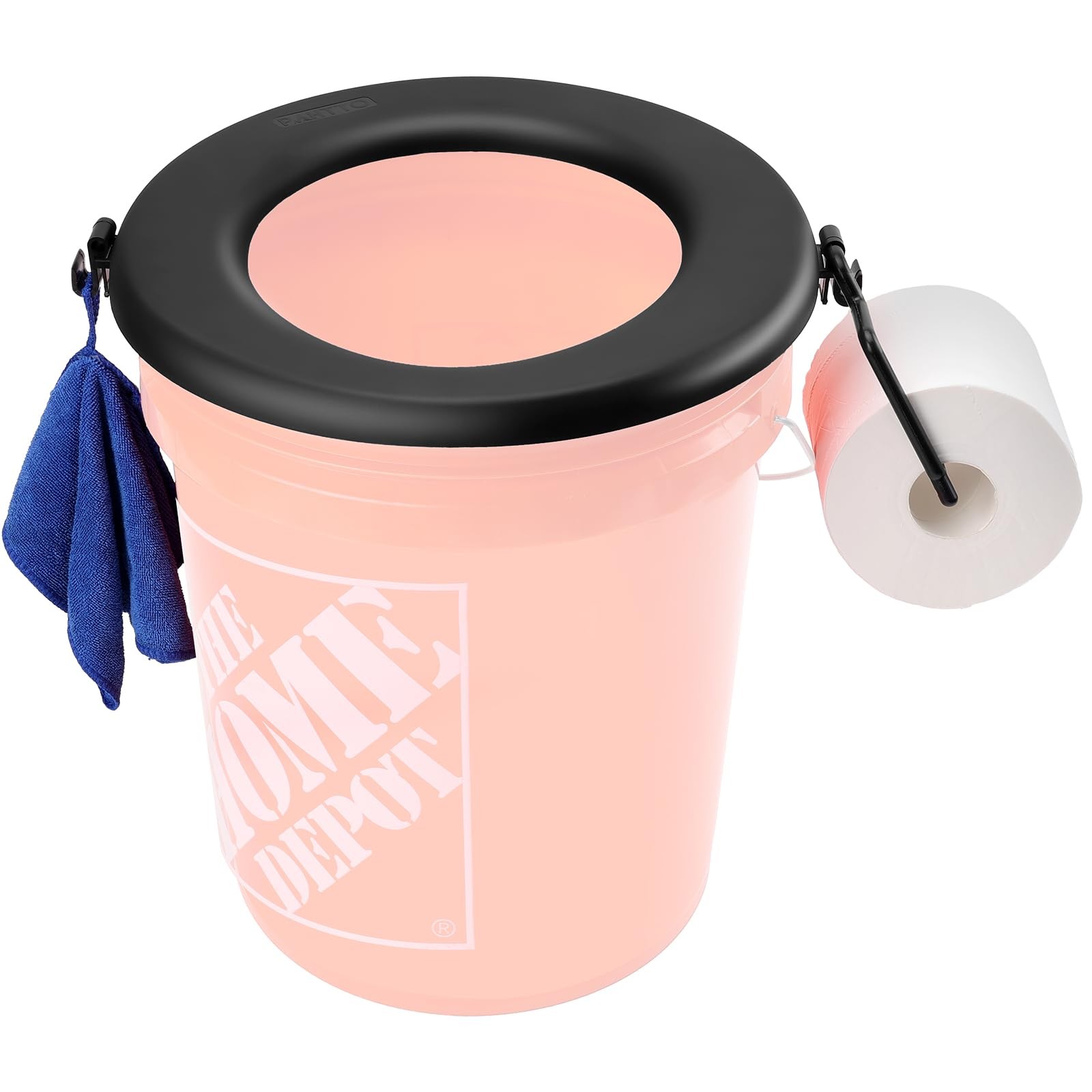 Bucket Toilet Seat, Portable Seat for 5 Gal Buckets, Universal, Black