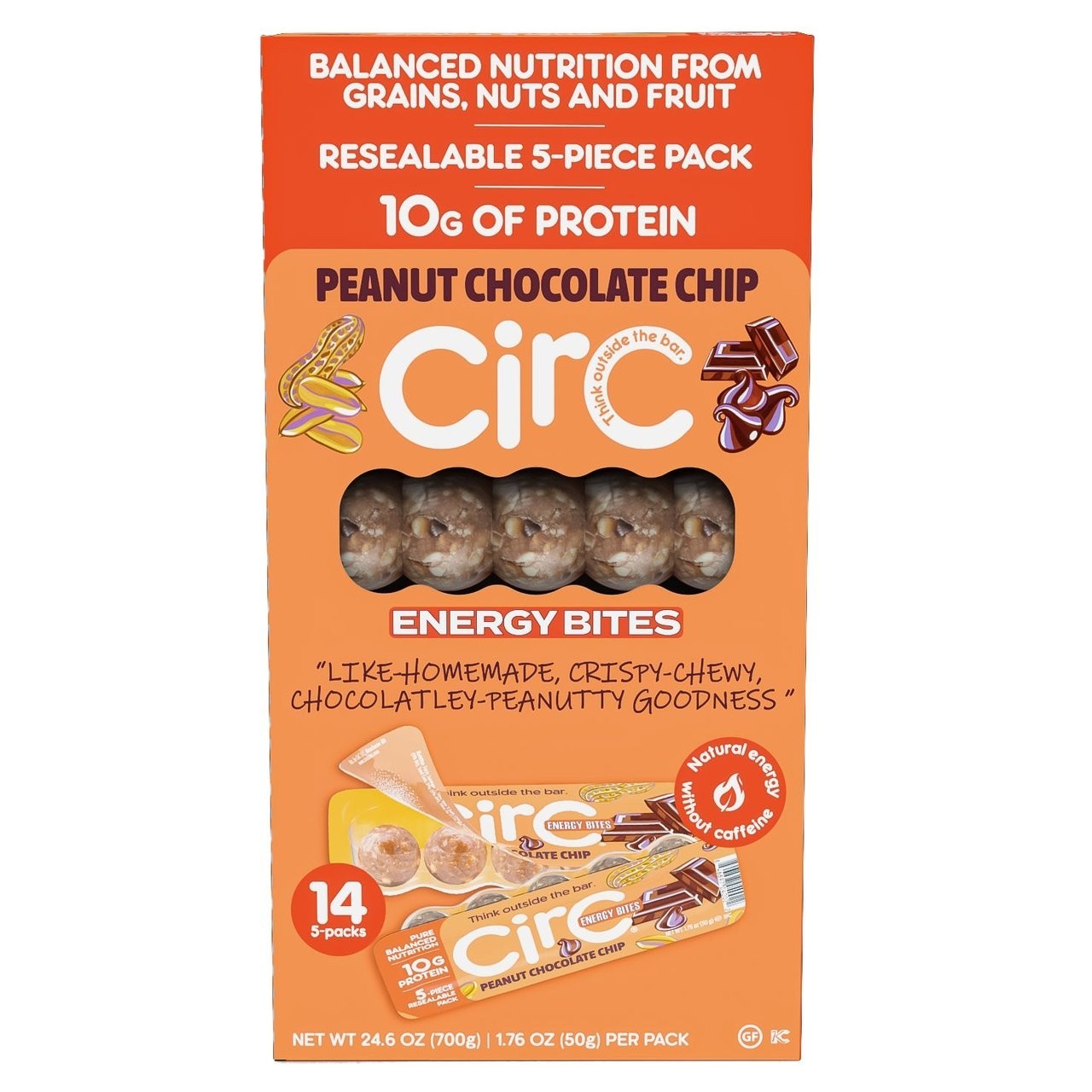 Energy Bites 12 Pack Peanut Chocolate Chip Gluten Free Protein Balls CirC Whole
