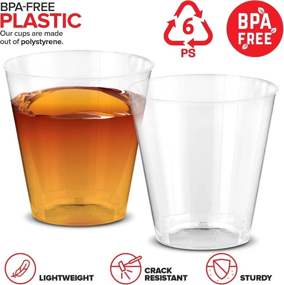 Shot Glasses 1.5 oz Clear Plastic Disposable 2000 Pack Stock Your Home Cups