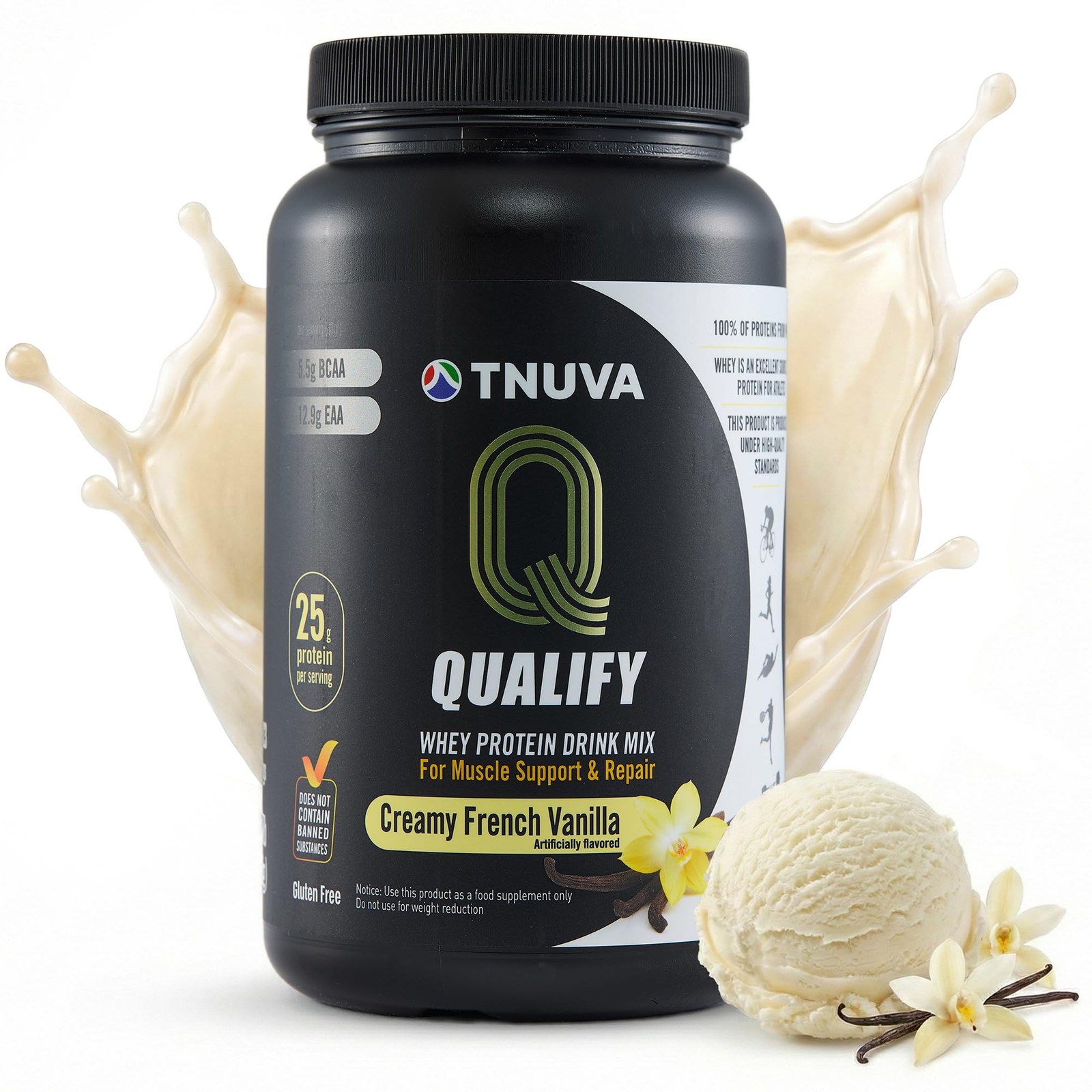 Whey Protein Powder Creamy French Vanilla 25g Tnuva Kosher Qualify shake workout