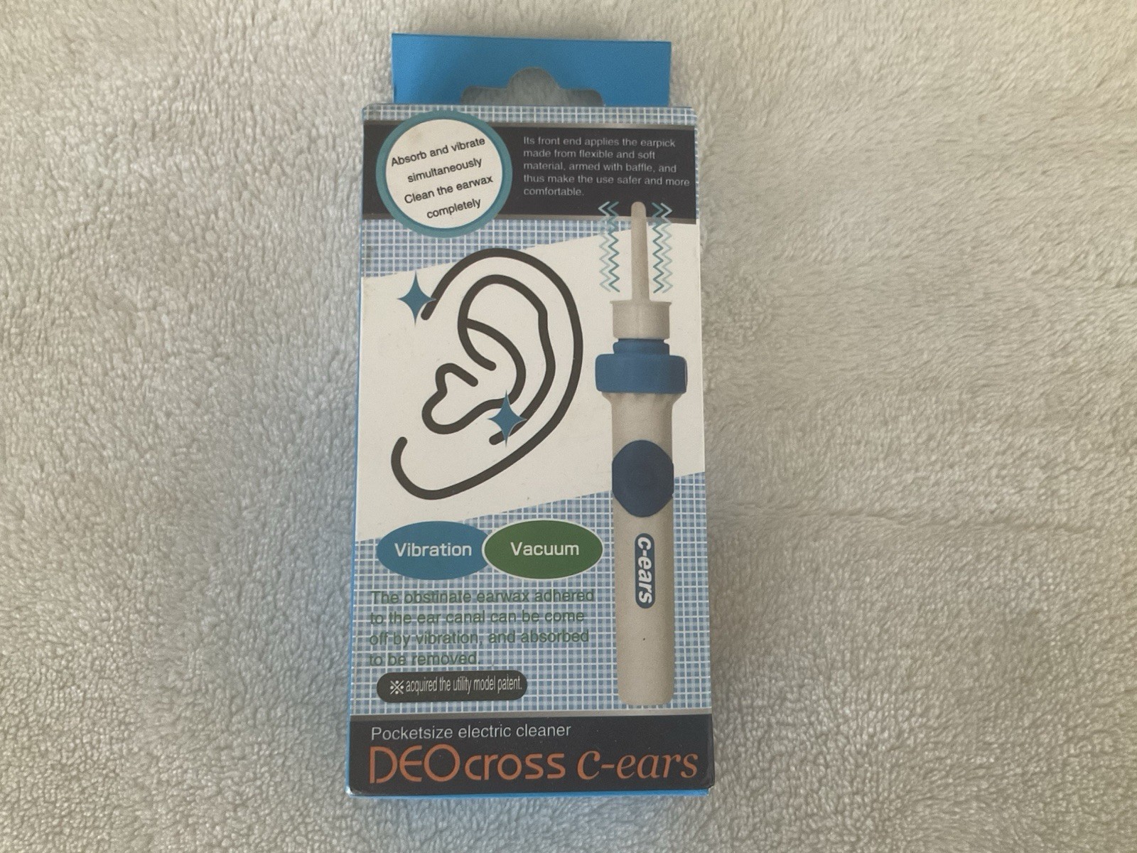 Deo Cross C-Ears Pocketsize Electric Ear Wax Cleaner Absorb & Vibrate New In Box